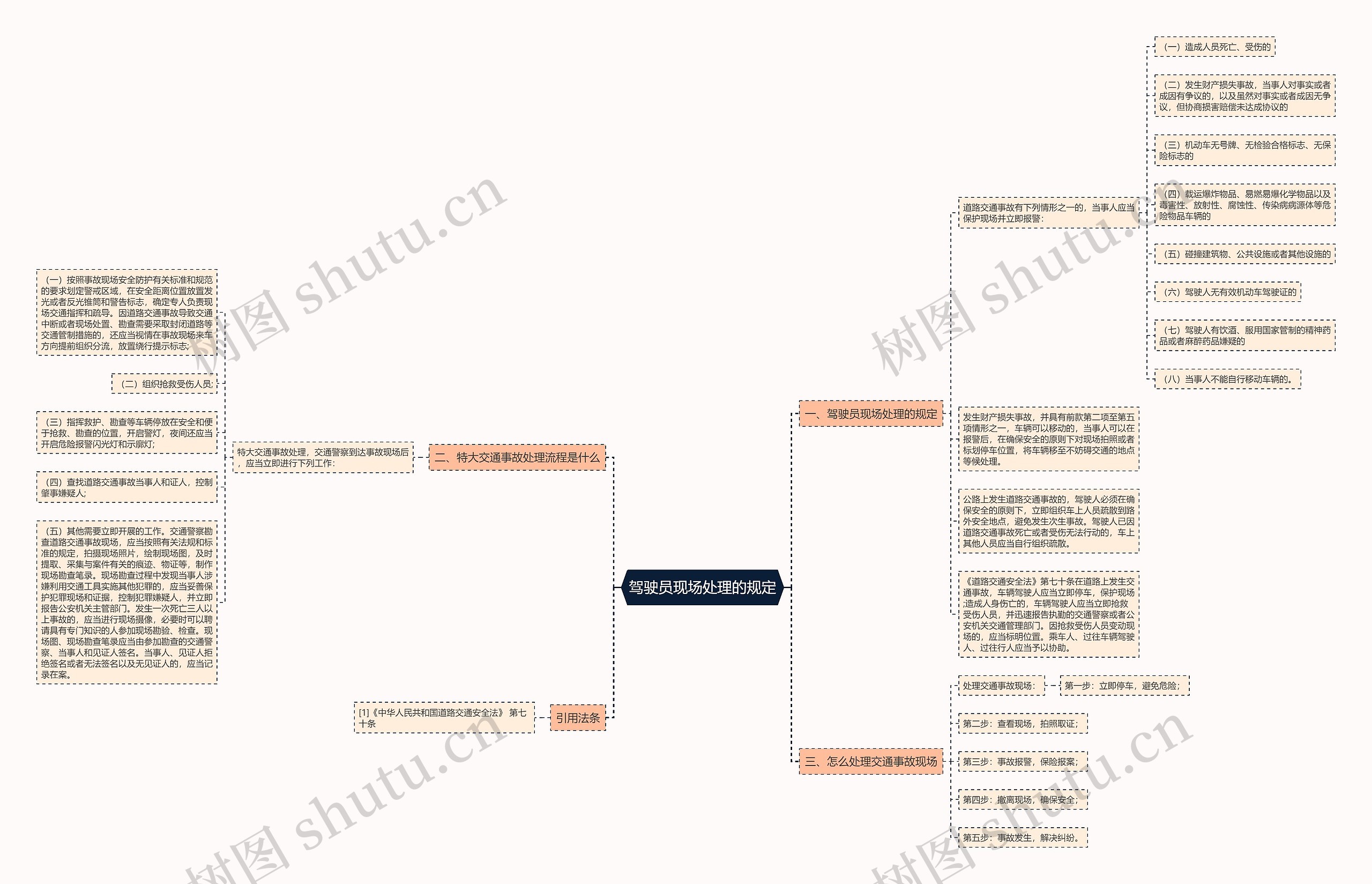 驾驶员现场处理的规定思维导图