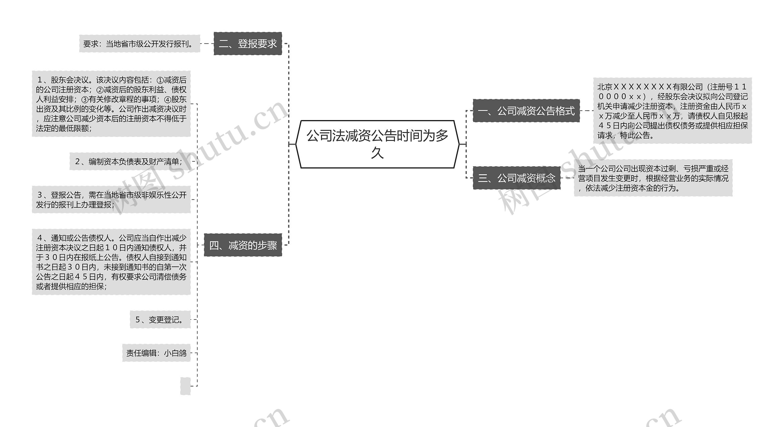 公司法减资公告时间为多久思维导图