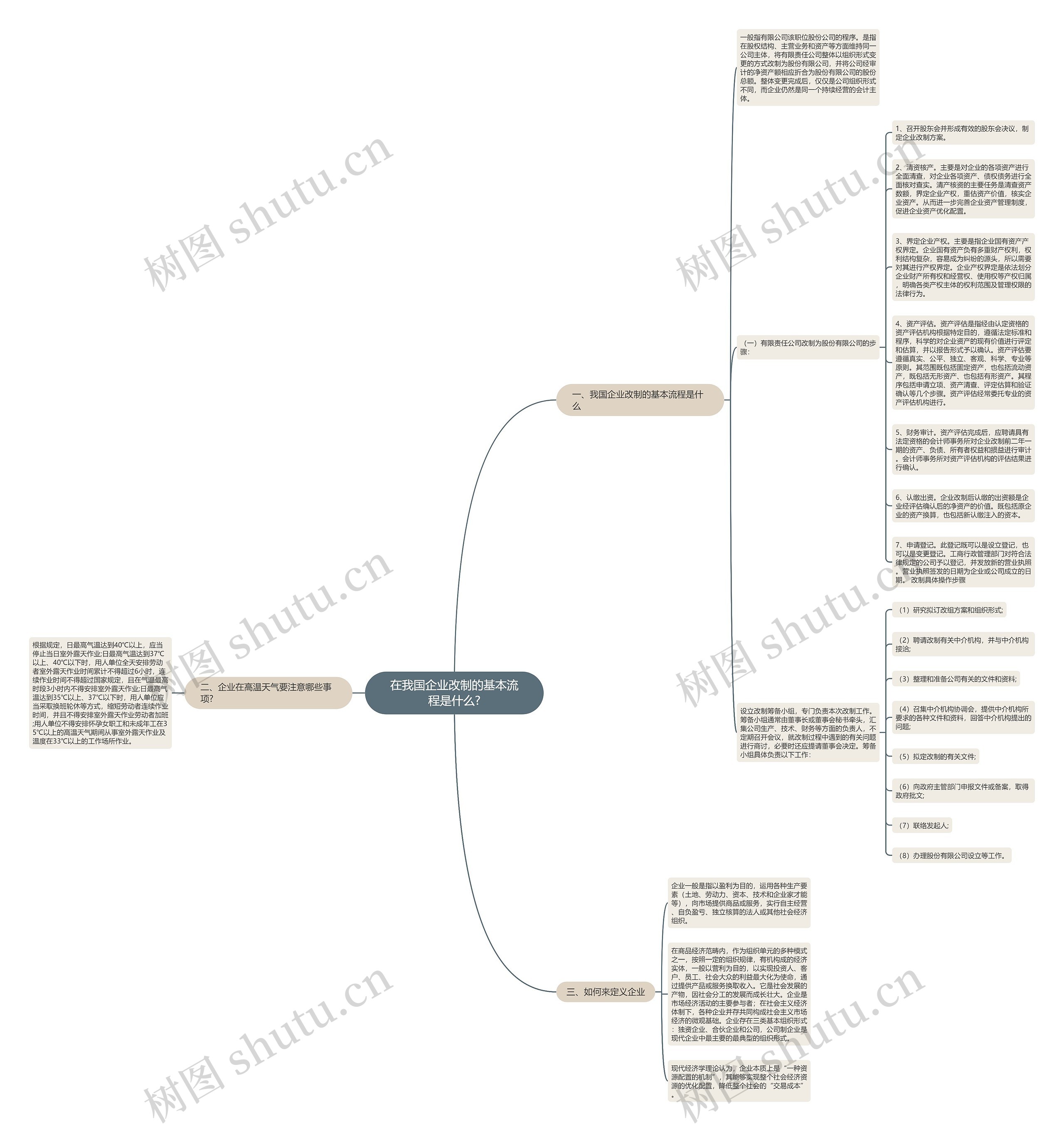 在我国企业改制的基本流程是什么?思维导图
