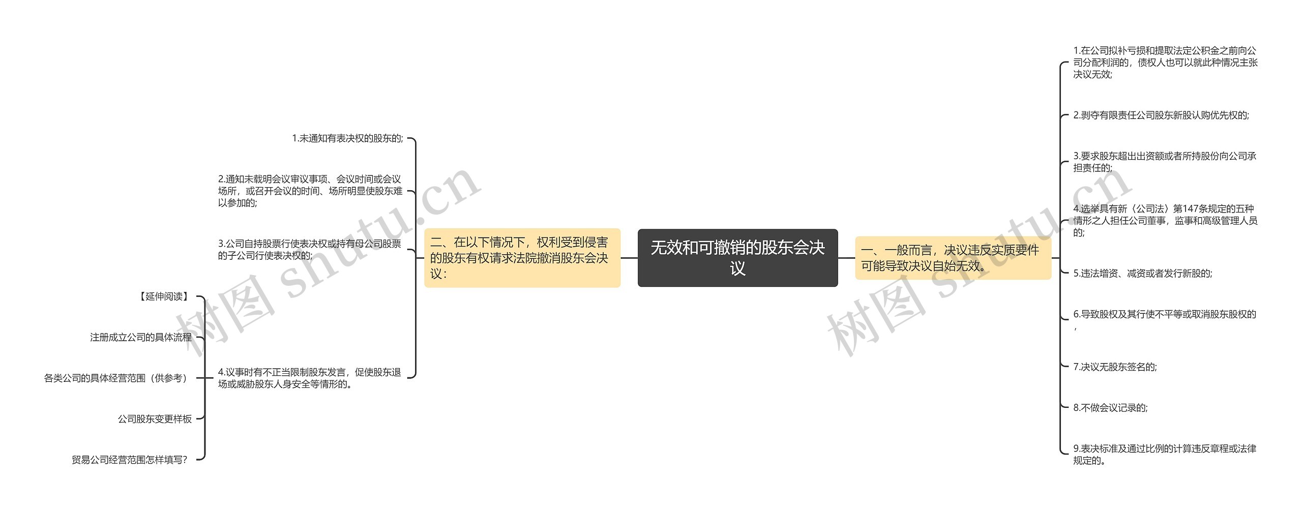 无效和可撤销的股东会决议思维导图