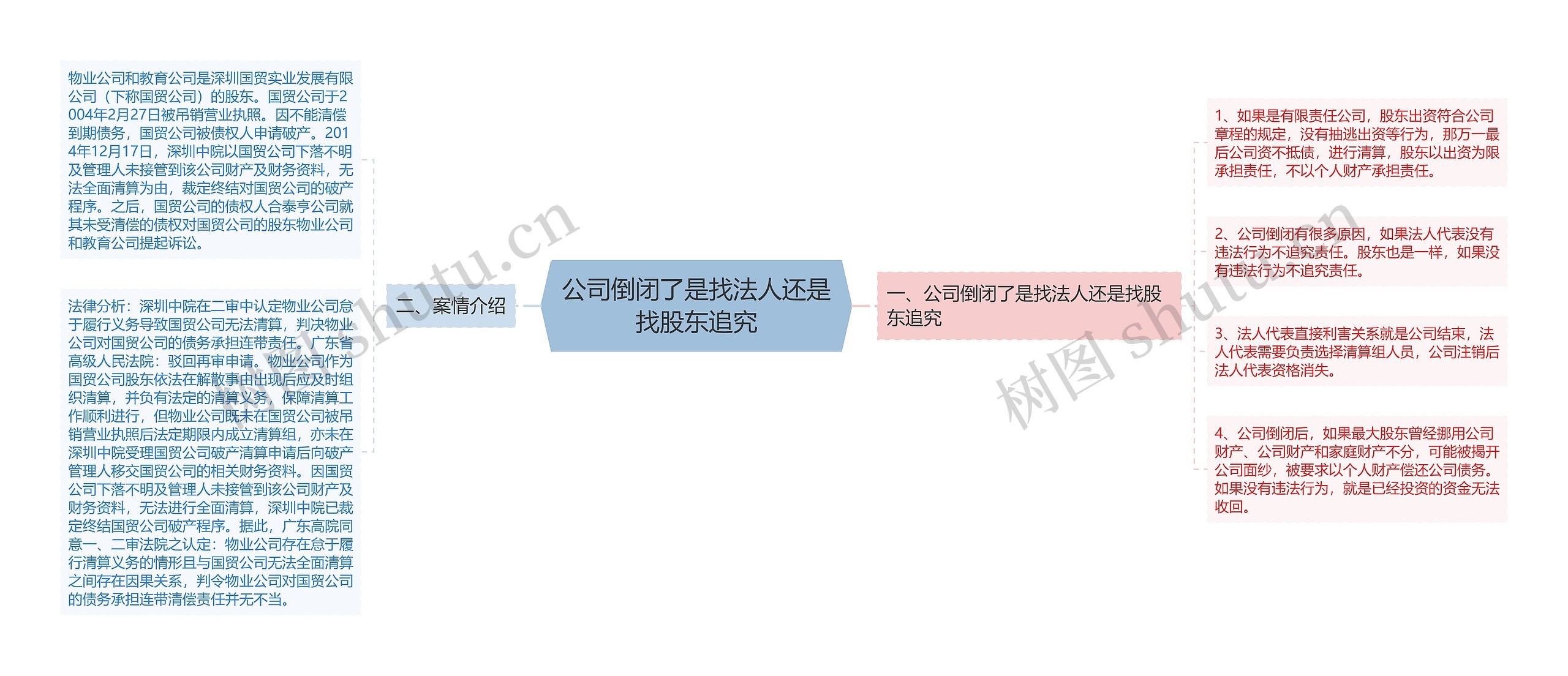 公司倒闭了是找法人还是找股东追究思维导图