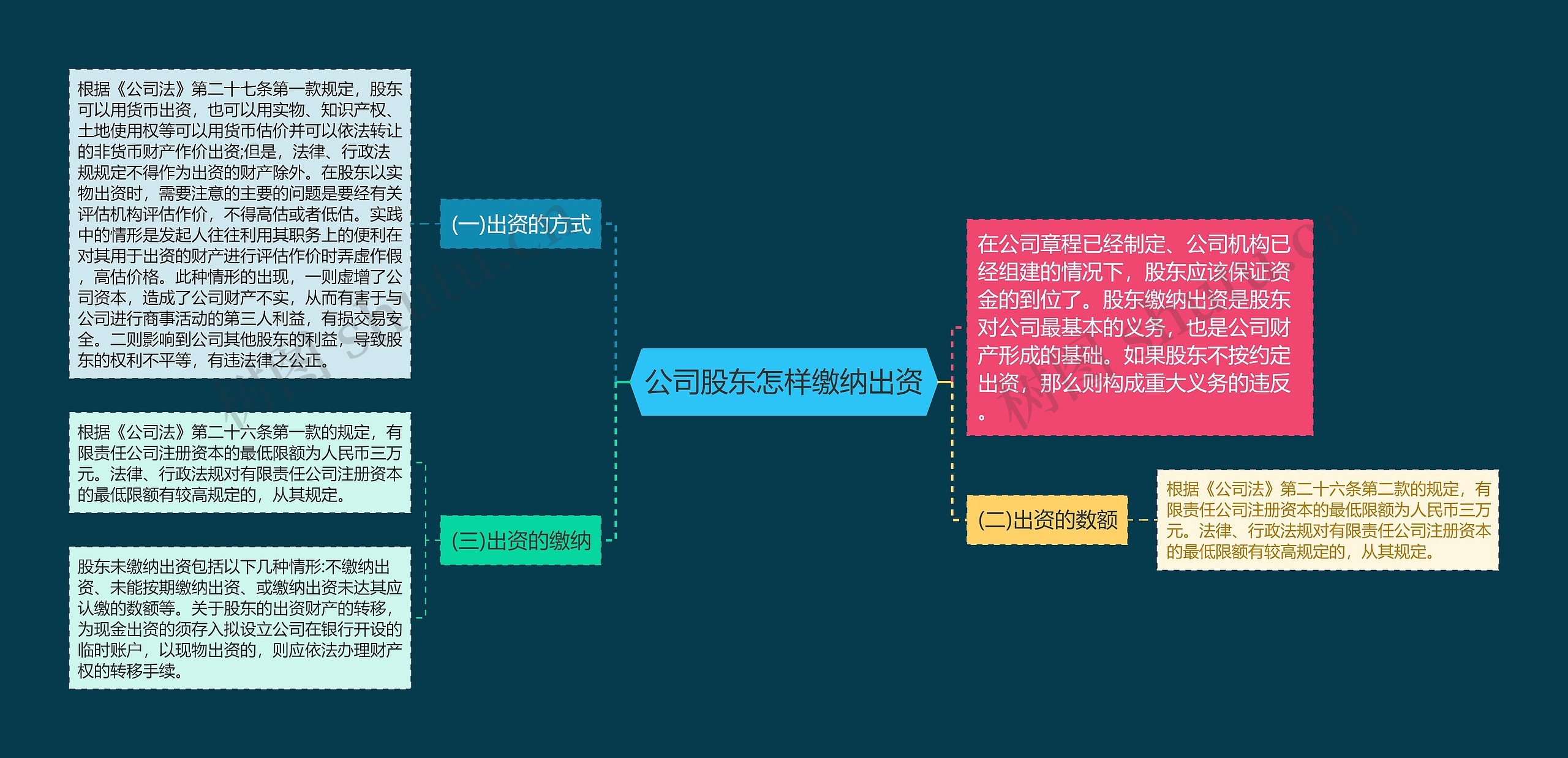 公司股东怎样缴纳出资思维导图