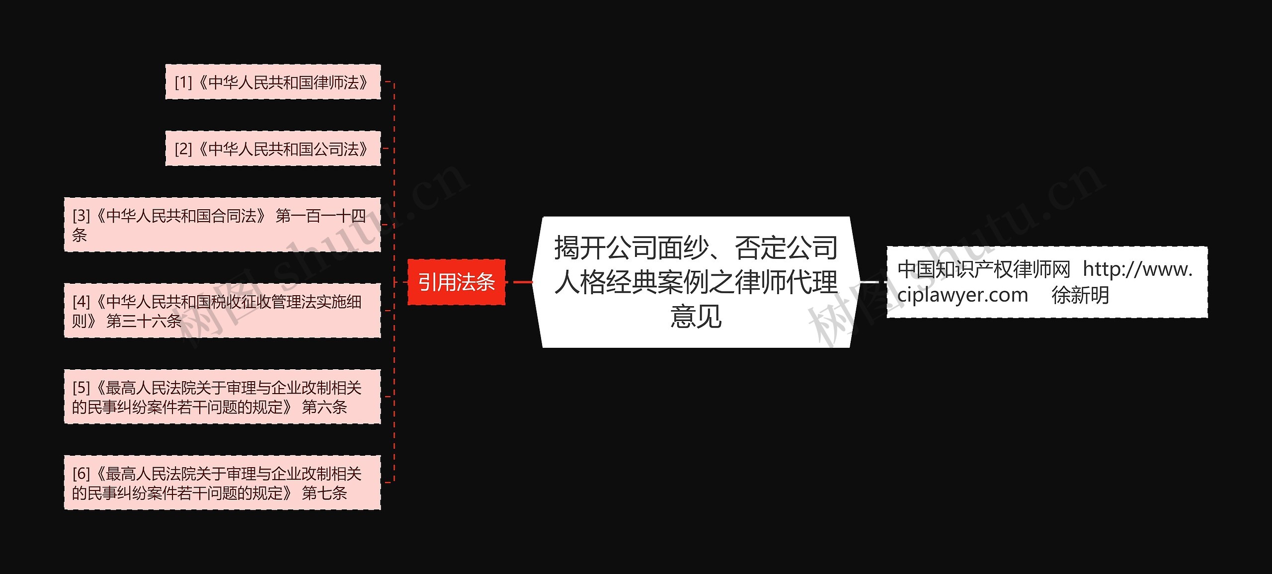 揭开公司面纱、否定公司人格经典案例之律师代理意见思维导图