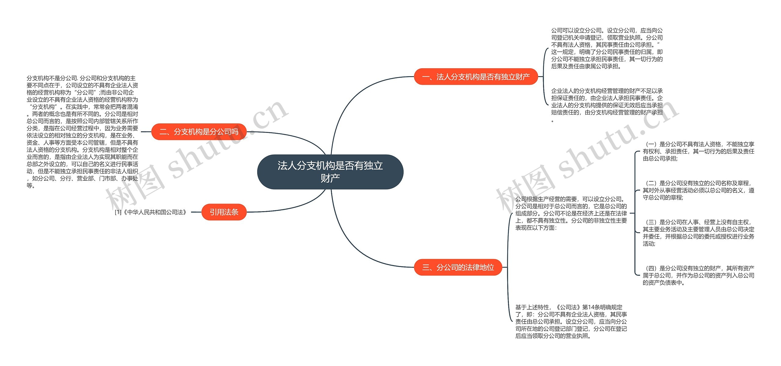 法人分支机构是否有独立财产思维导图