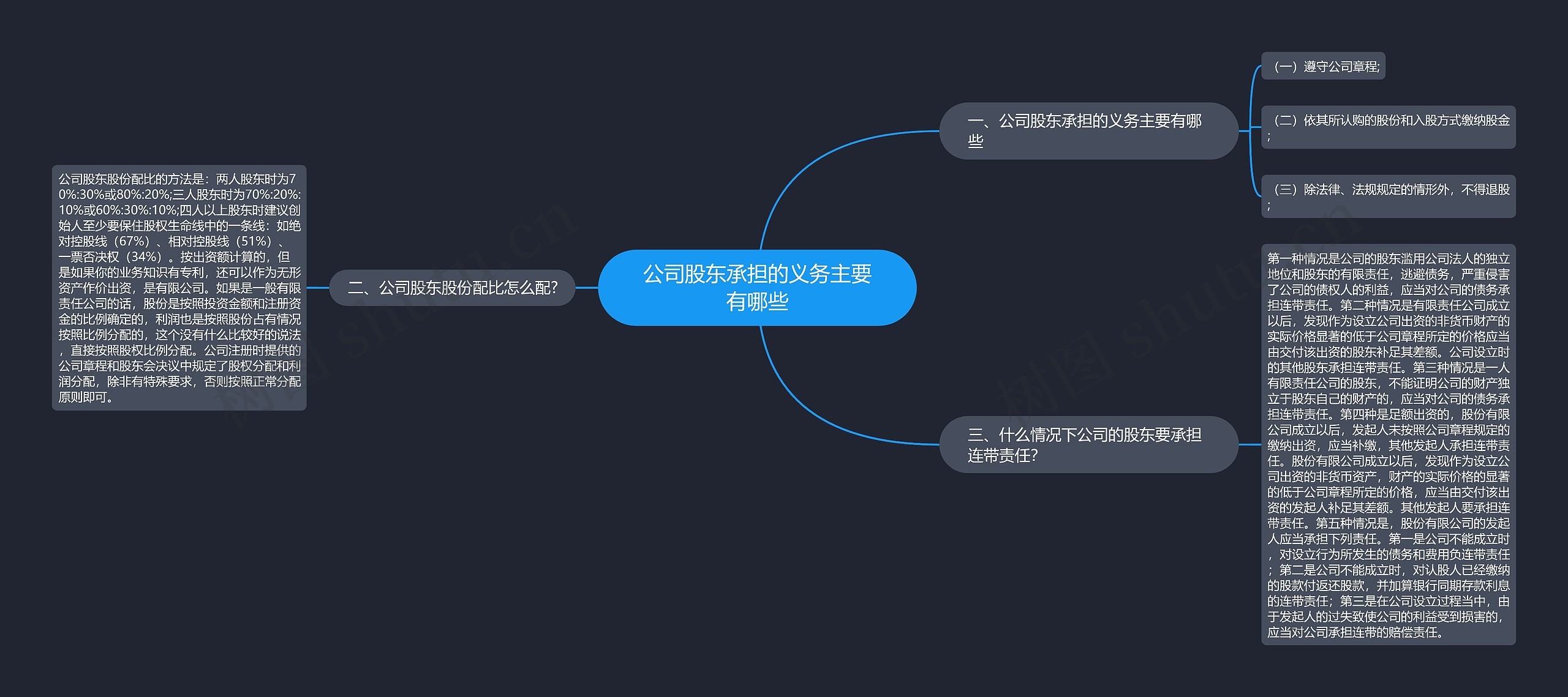 公司股东承担的义务主要有哪些思维导图