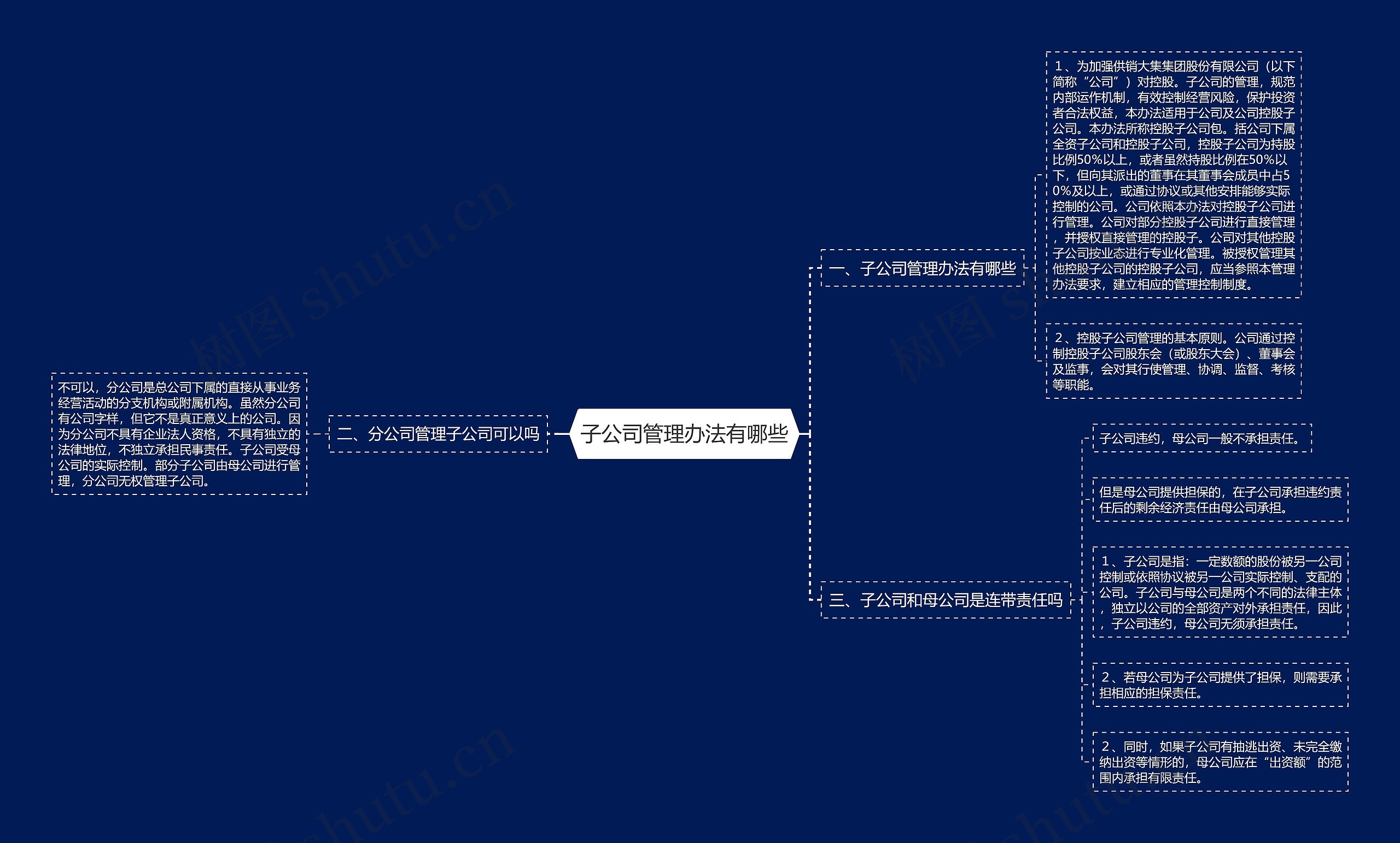 子公司管理办法有哪些思维导图