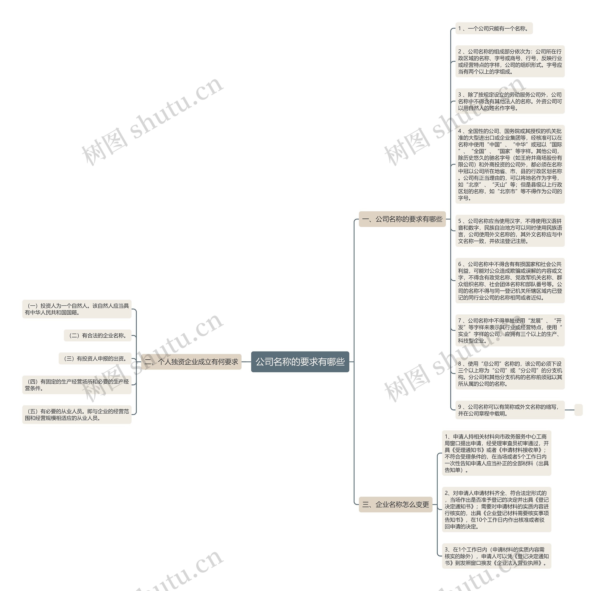 公司名称的要求有哪些思维导图