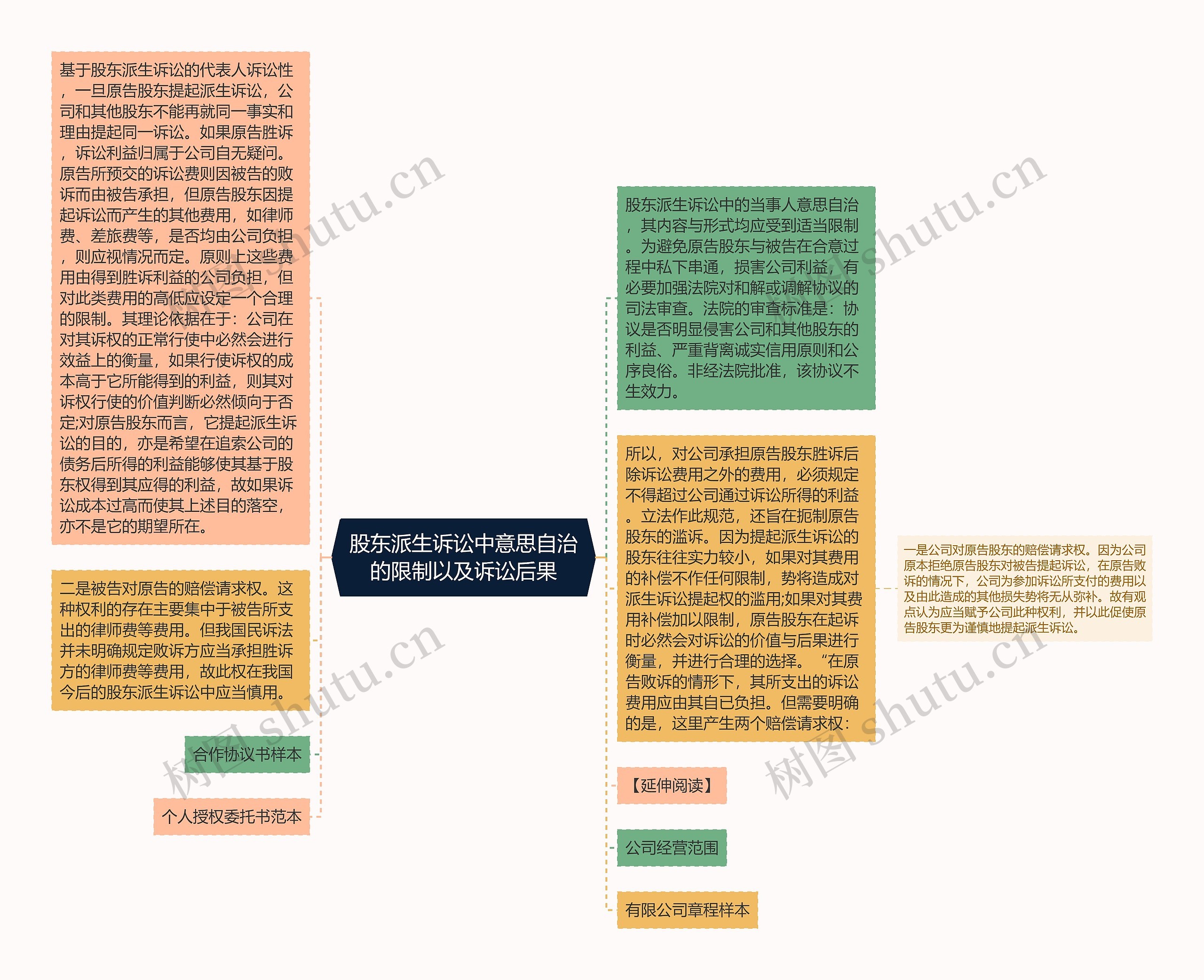 股东派生诉讼中意思自治的限制以及诉讼后果思维导图