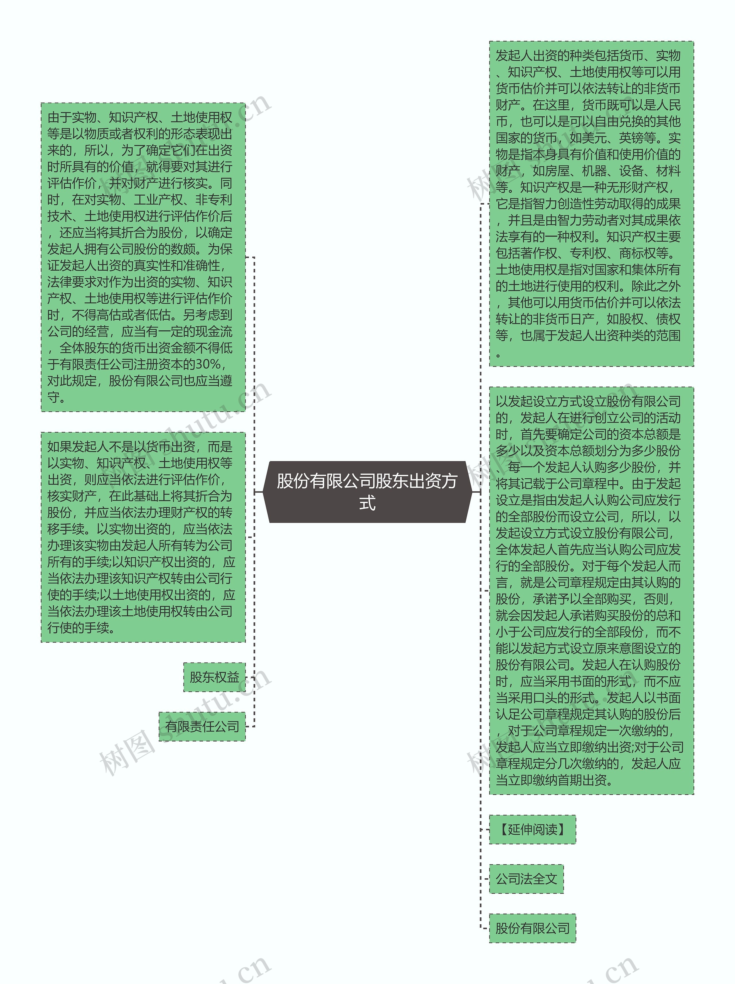 股份有限公司股东出资方式思维导图