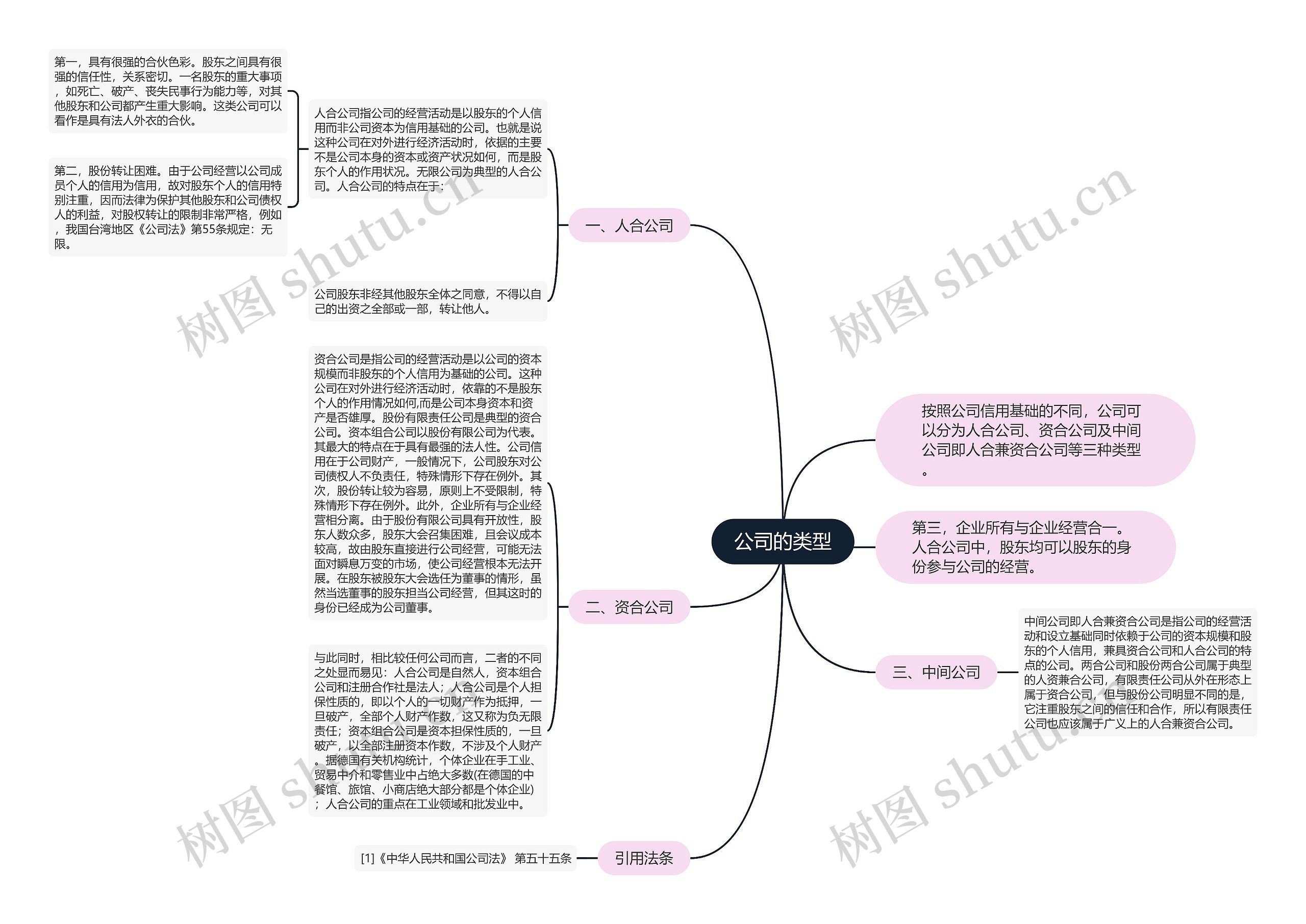 公司的类型思维导图