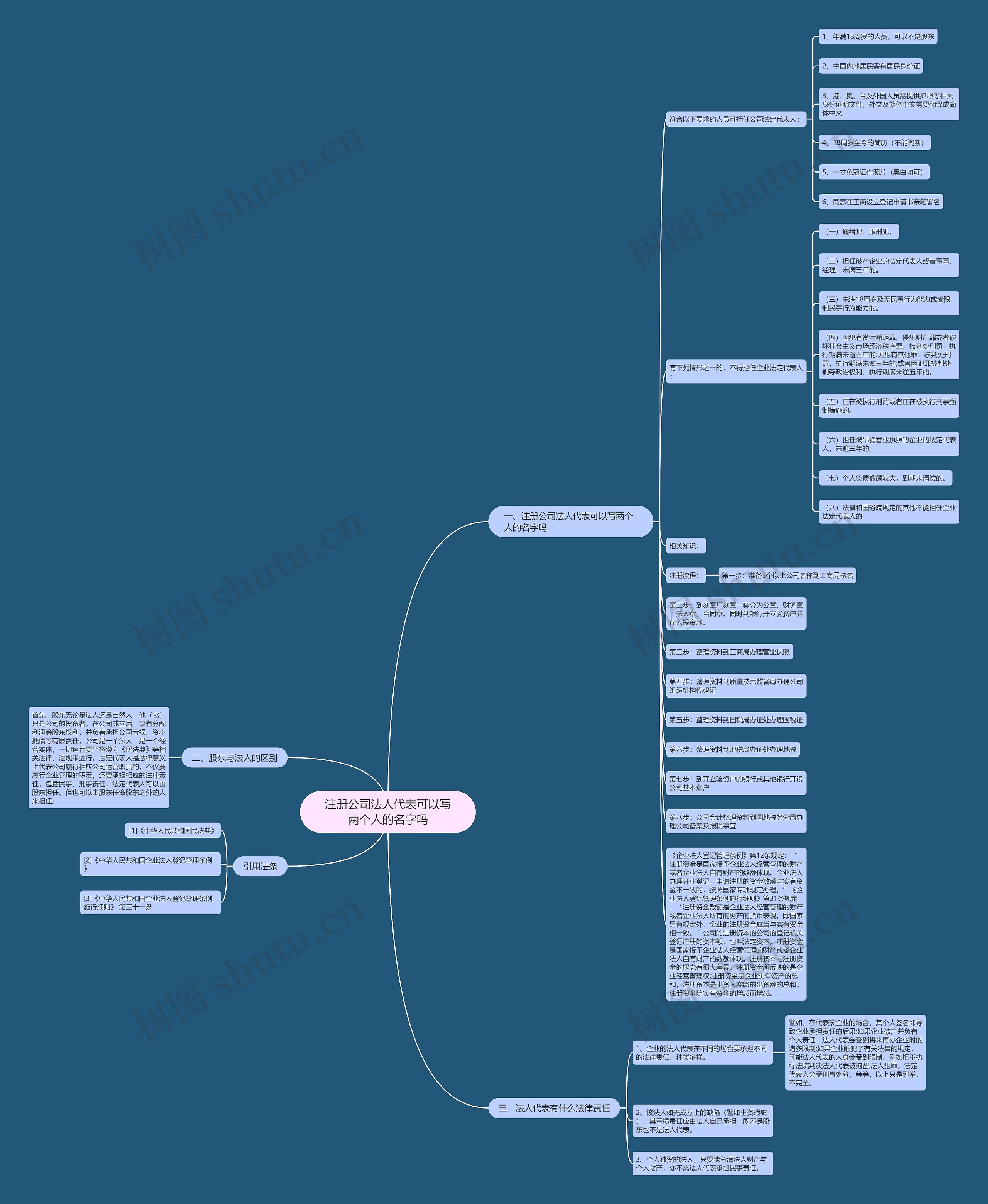 注册公司法人代表可以写两个人的名字吗思维导图
