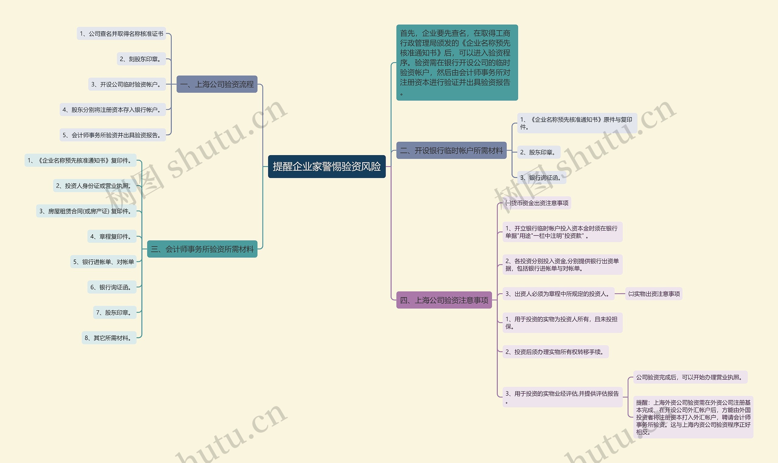 提醒企业家警惕验资风险思维导图