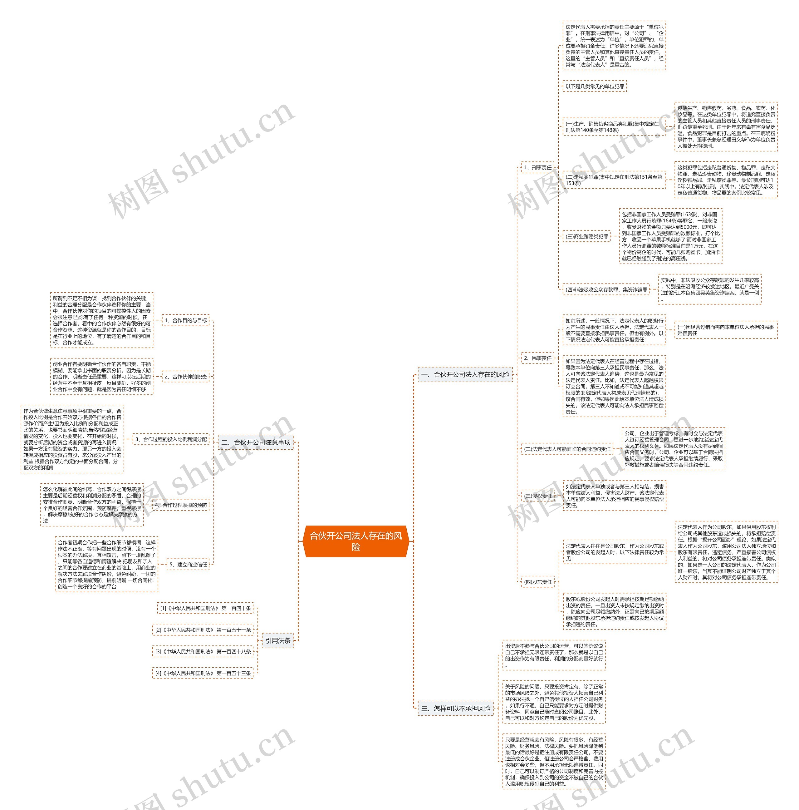 合伙开公司法人存在的风险思维导图