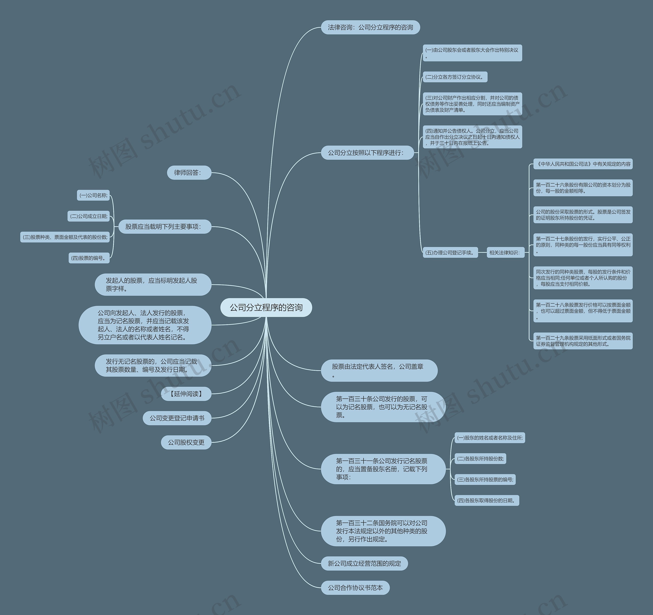 公司分立程序的咨询思维导图高清图 公司分立程序的咨询思维导图