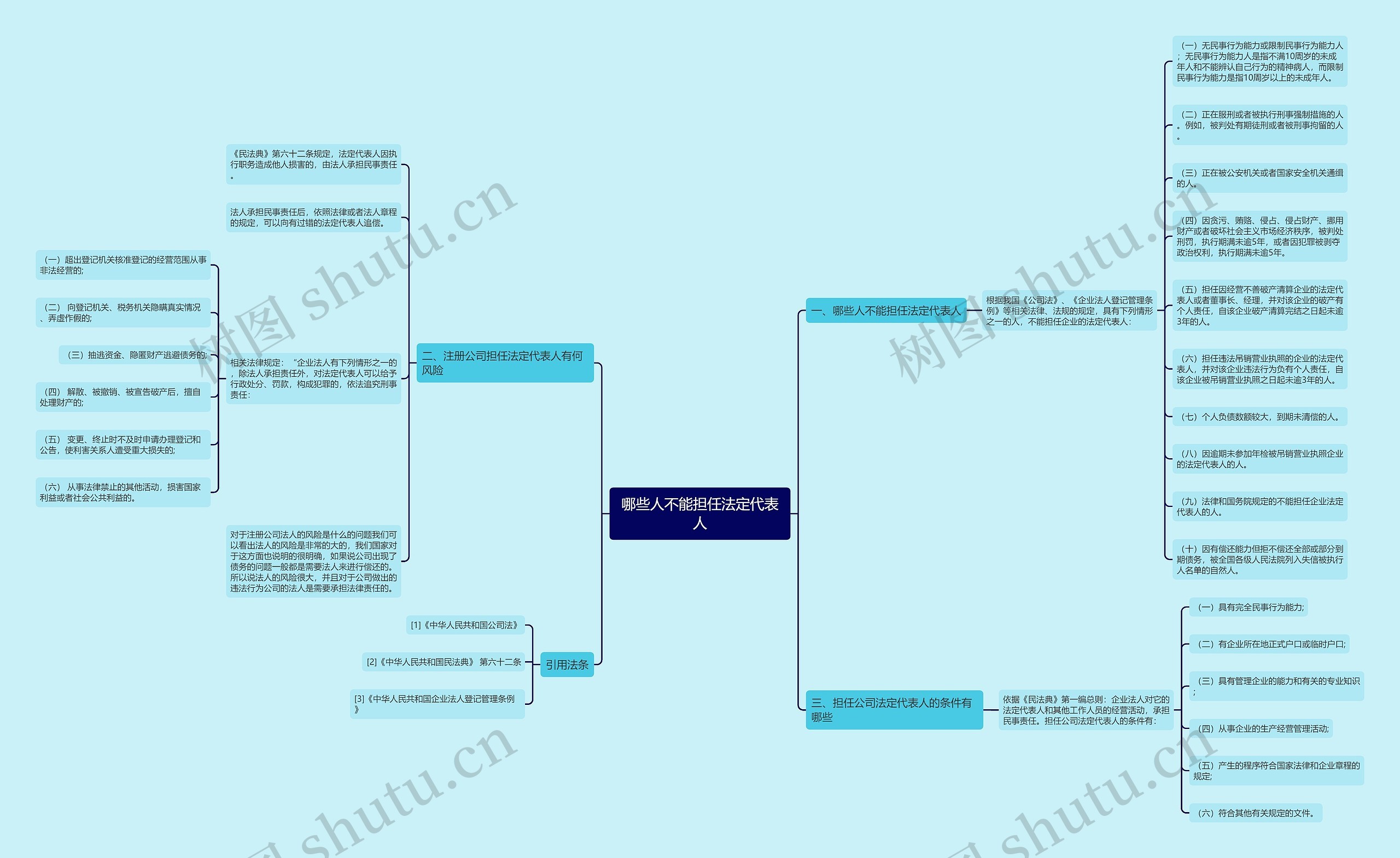 哪些人不能担任法定代表人思维导图