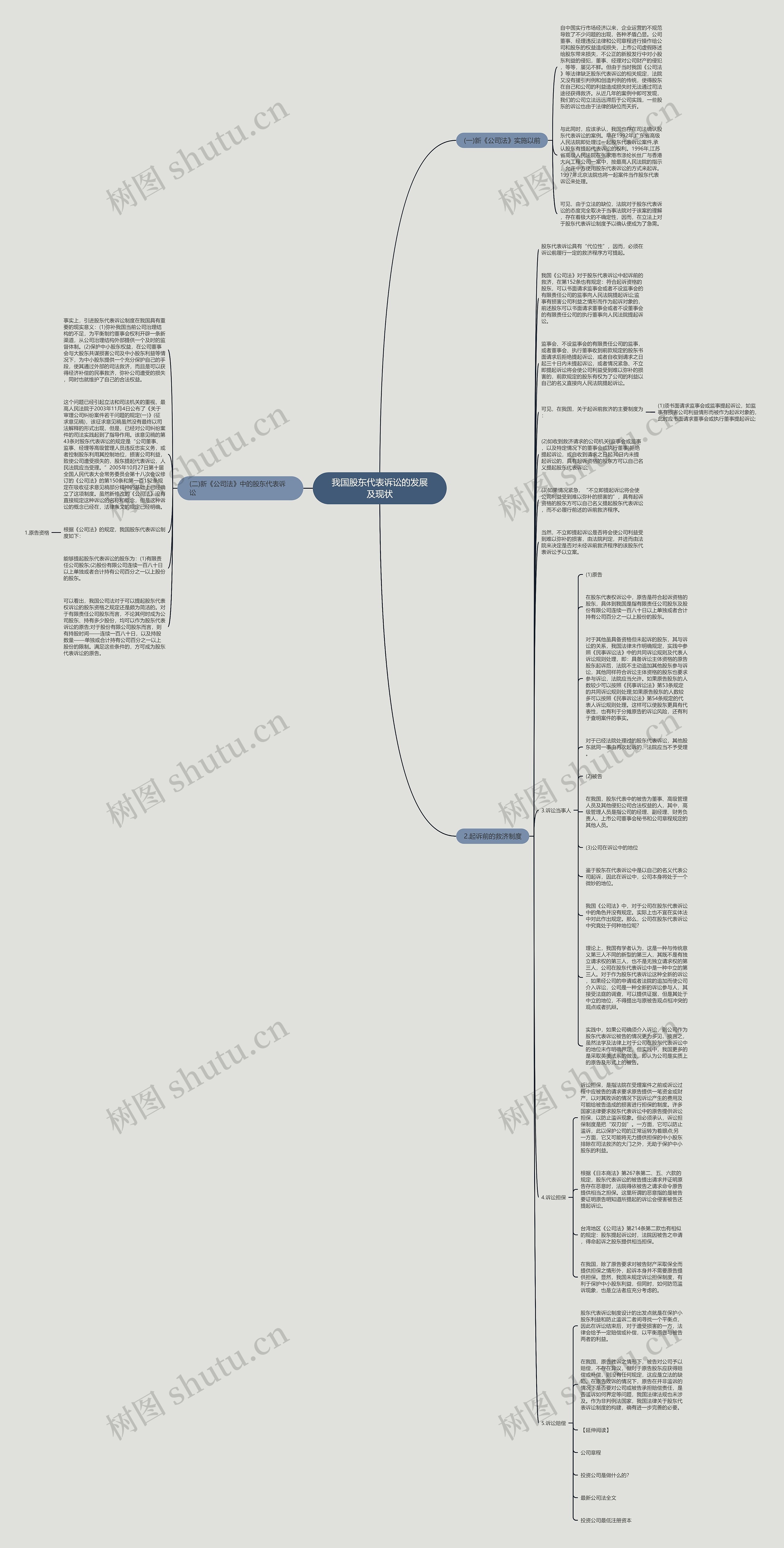 我国股东代表诉讼的发展及现状思维导图