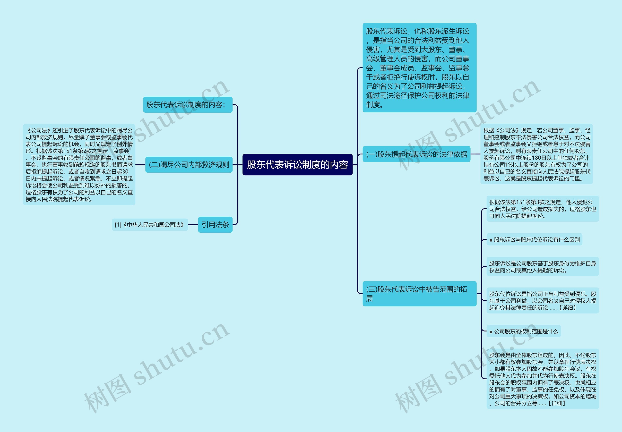股东代表诉讼制度的内容思维导图
