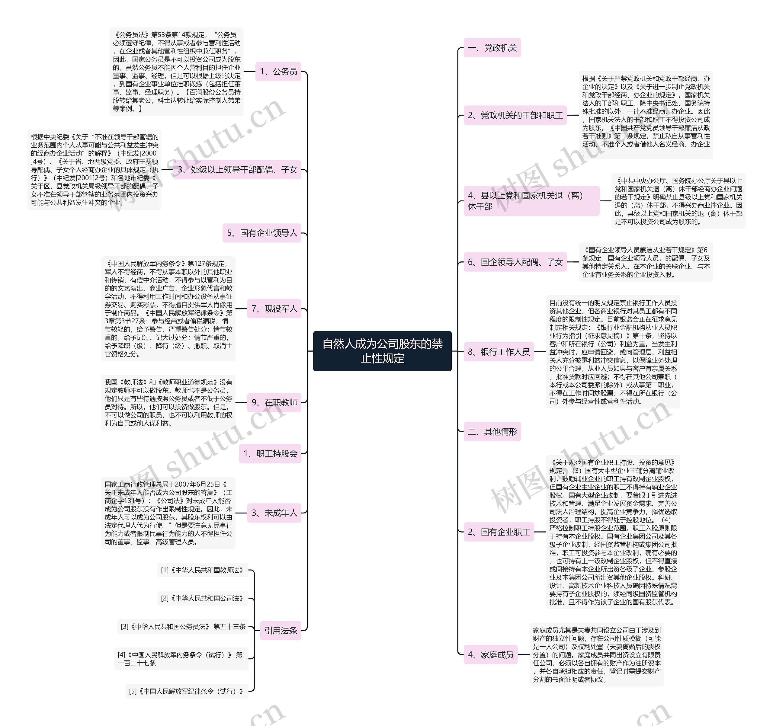 自然人成为公司股东的禁止性规定思维导图