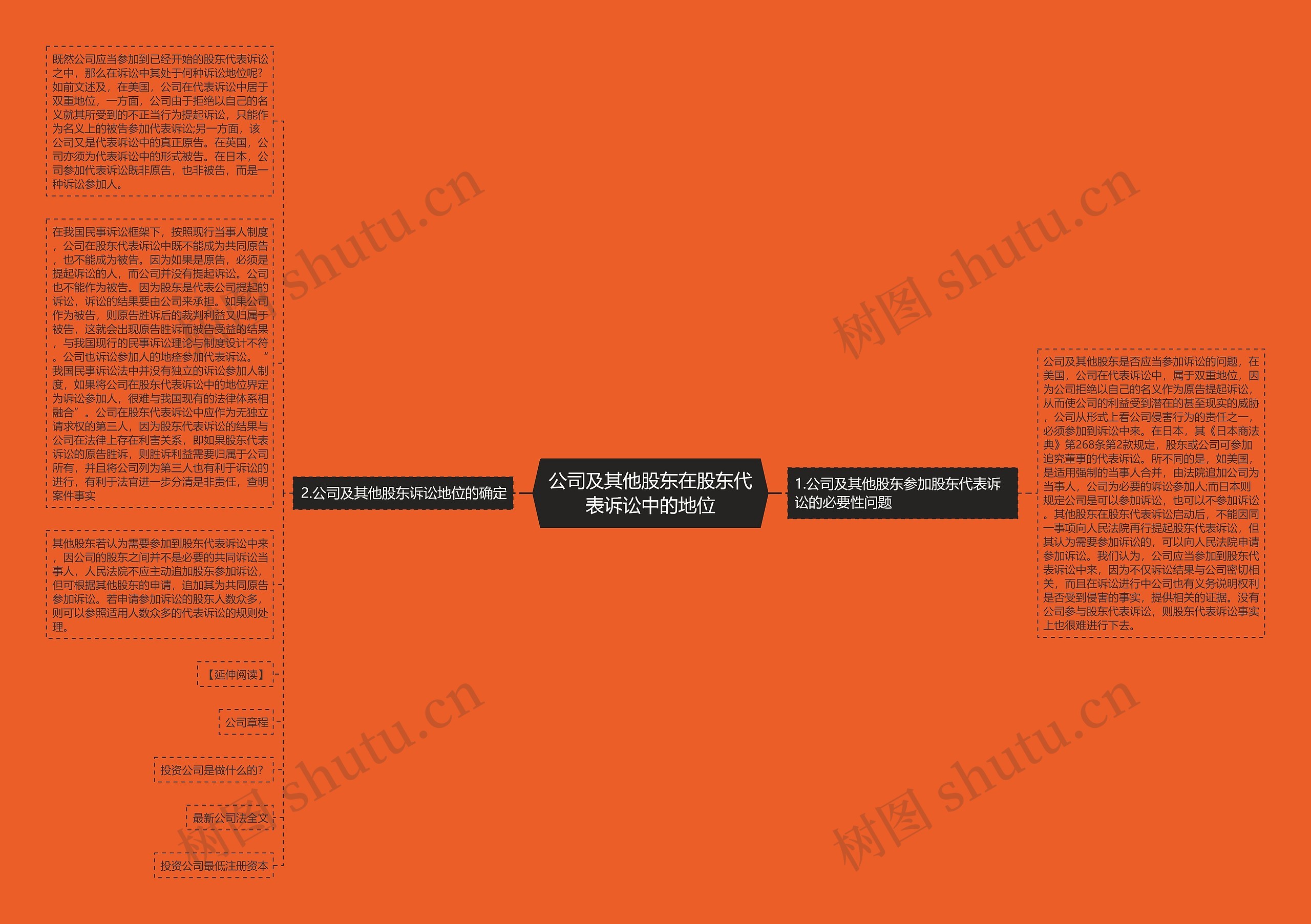 公司及其他股东在股东代表诉讼中的地位思维导图