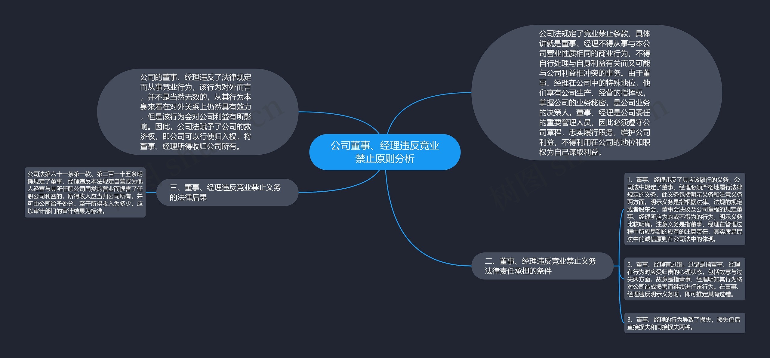 公司董事、经理违反竞业禁止原则分析思维导图