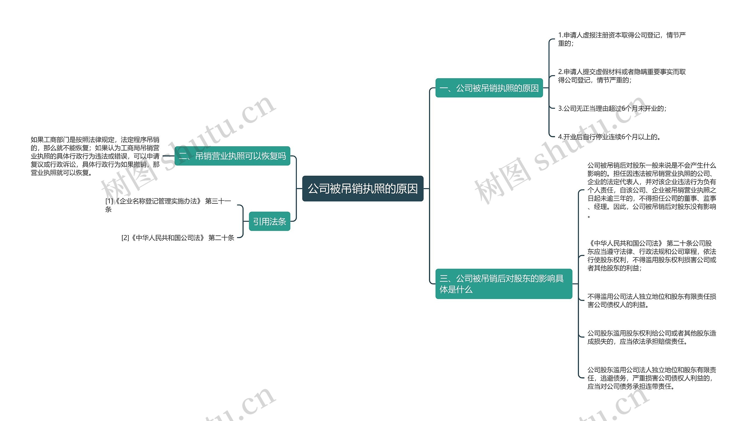 公司被吊销执照的原因思维导图