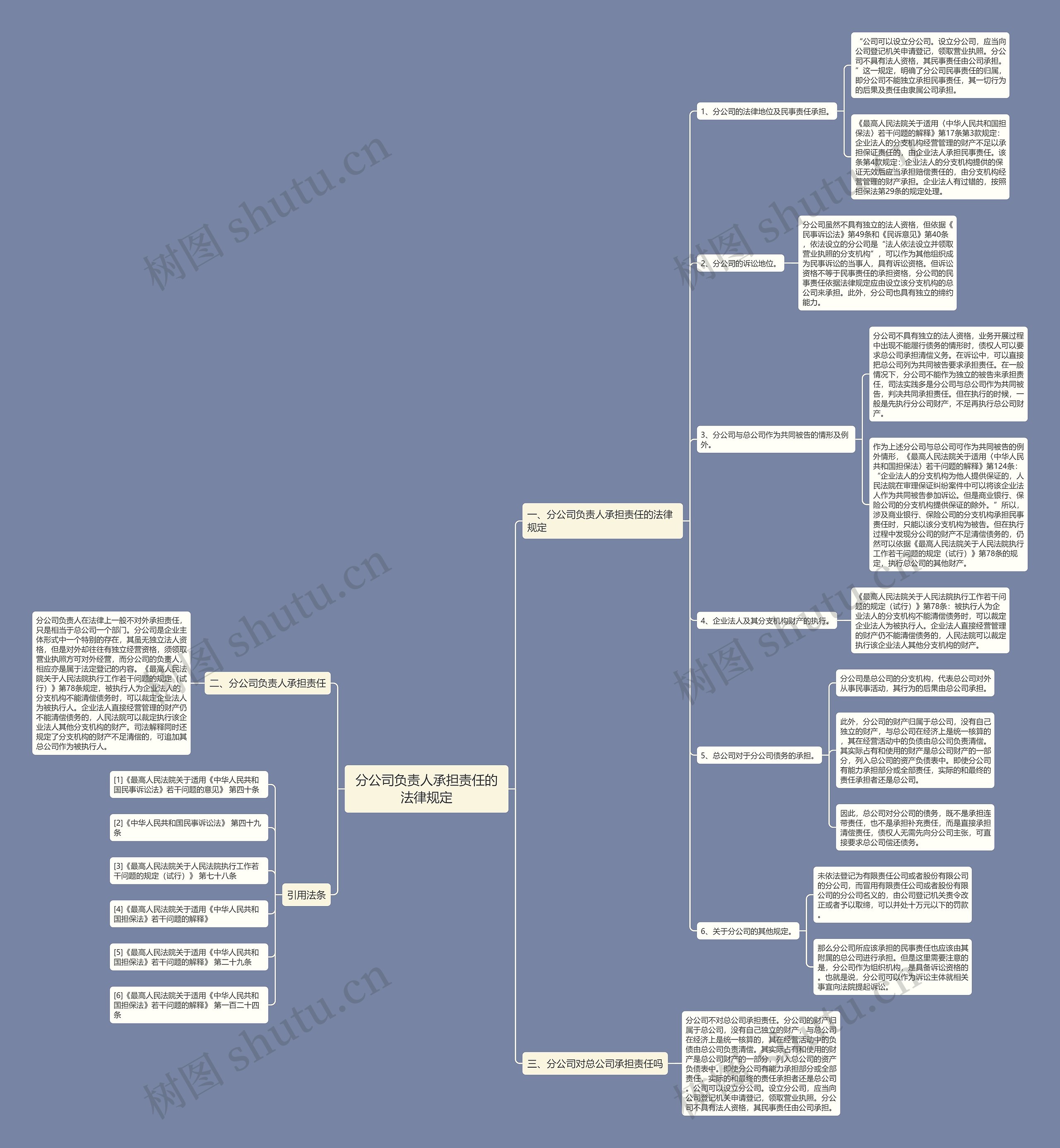 分公司负责人承担责任的法律规定思维导图