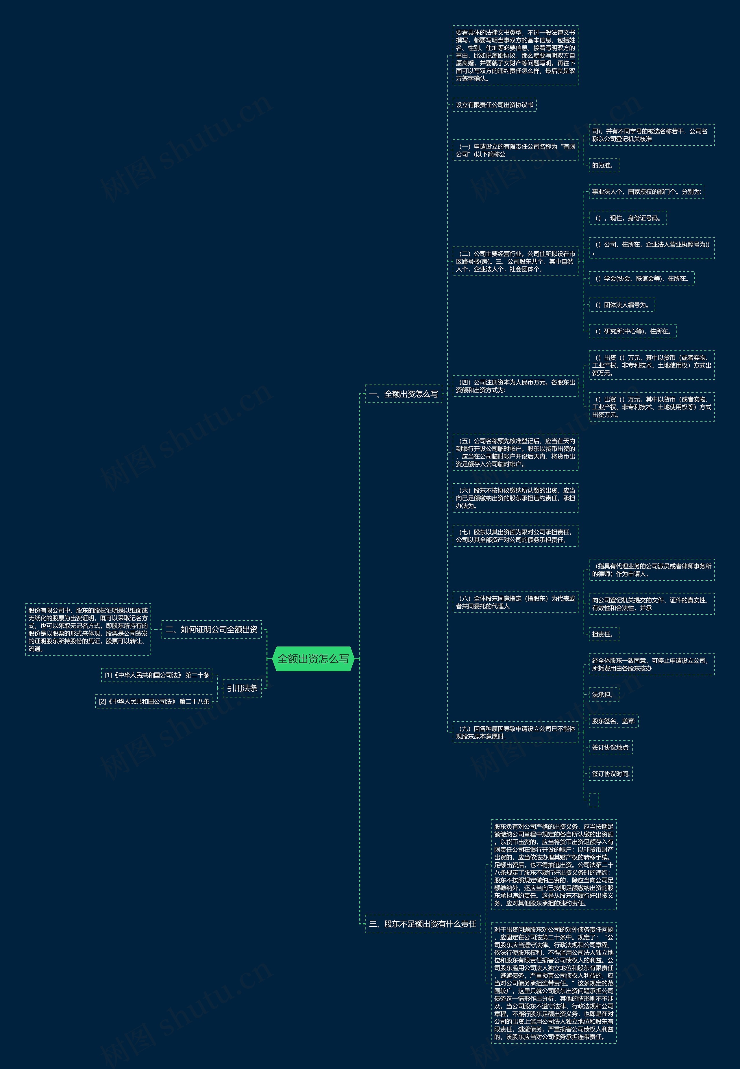 全额出资怎么写思维导图