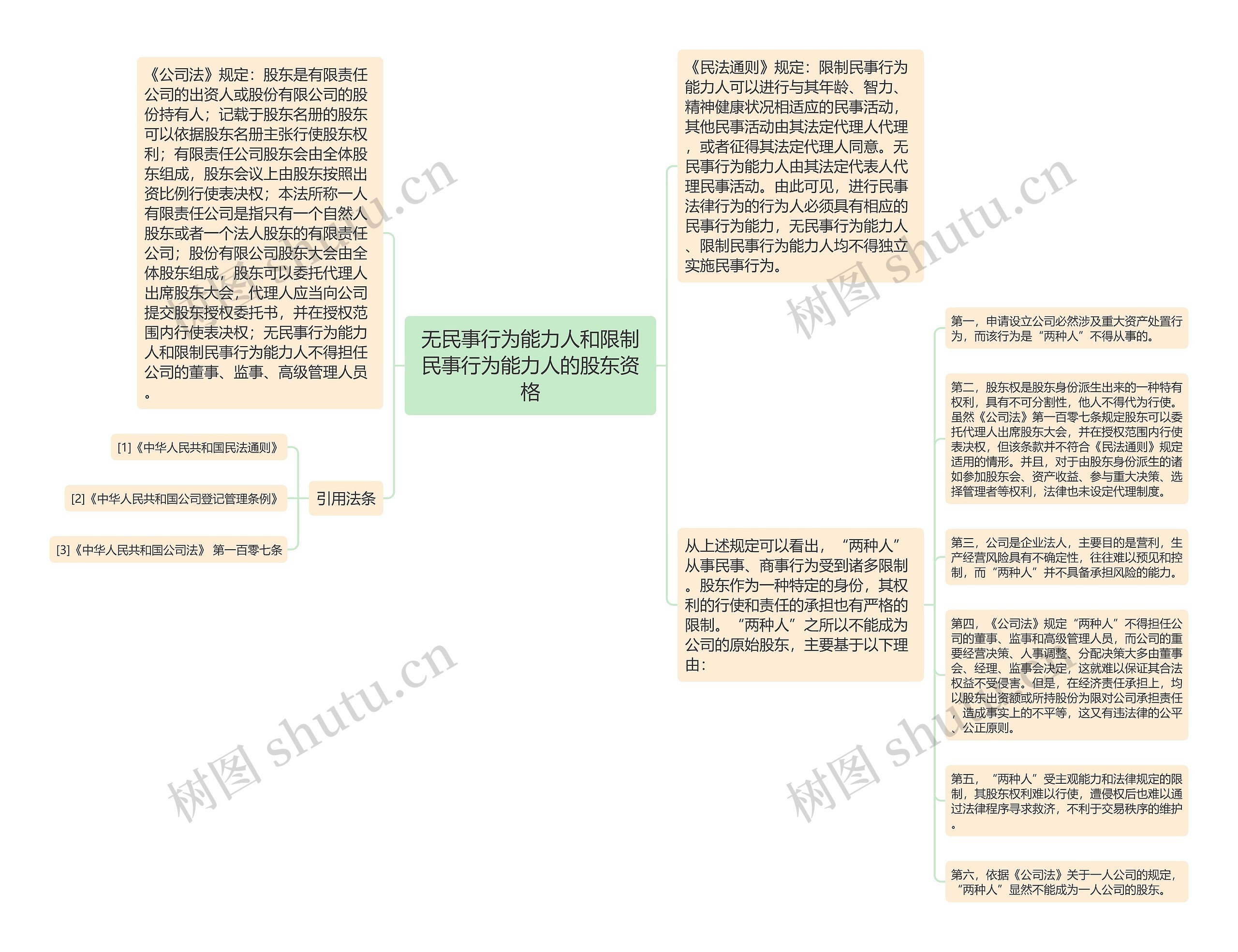 无民事行为能力人和限制民事行为能力人的股东资格思维导图