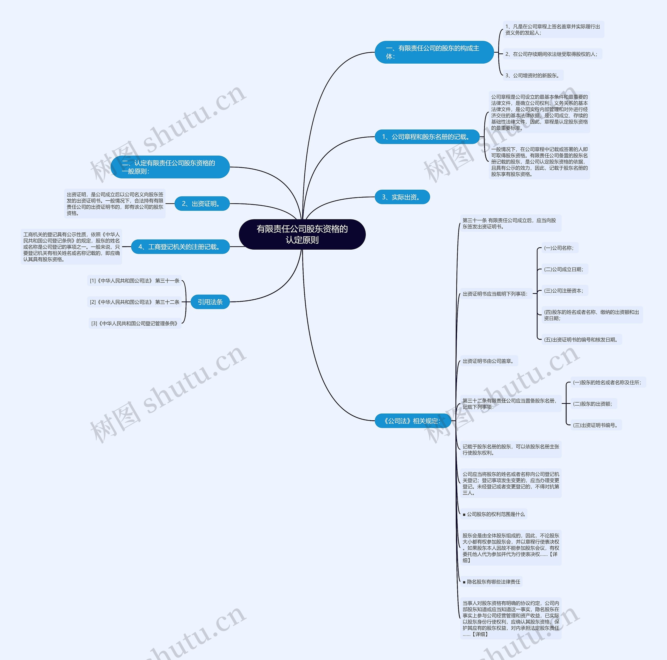 有限责任公司股东资格的认定原则思维导图