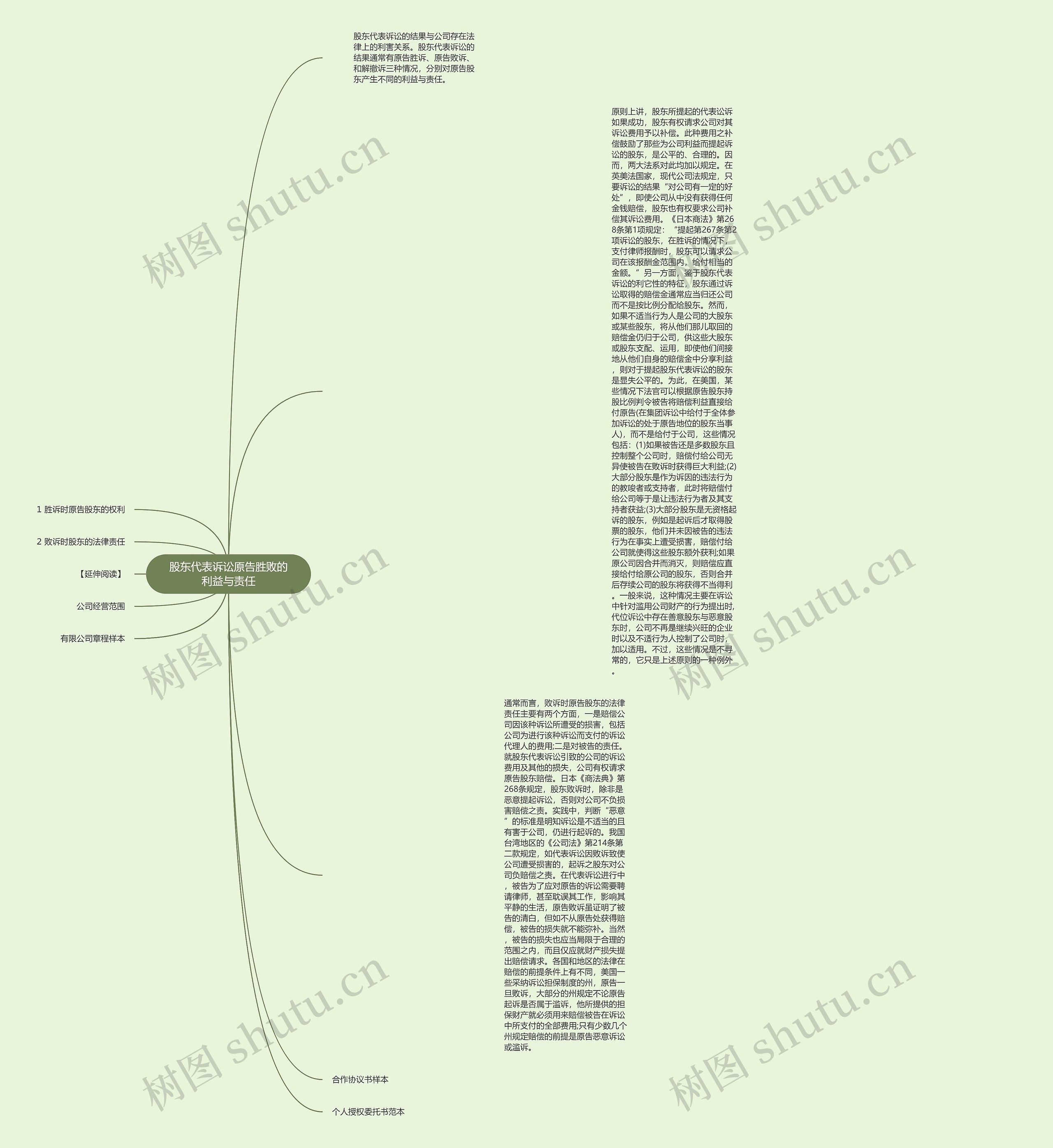 股东代表诉讼原告胜败的利益与责任思维导图