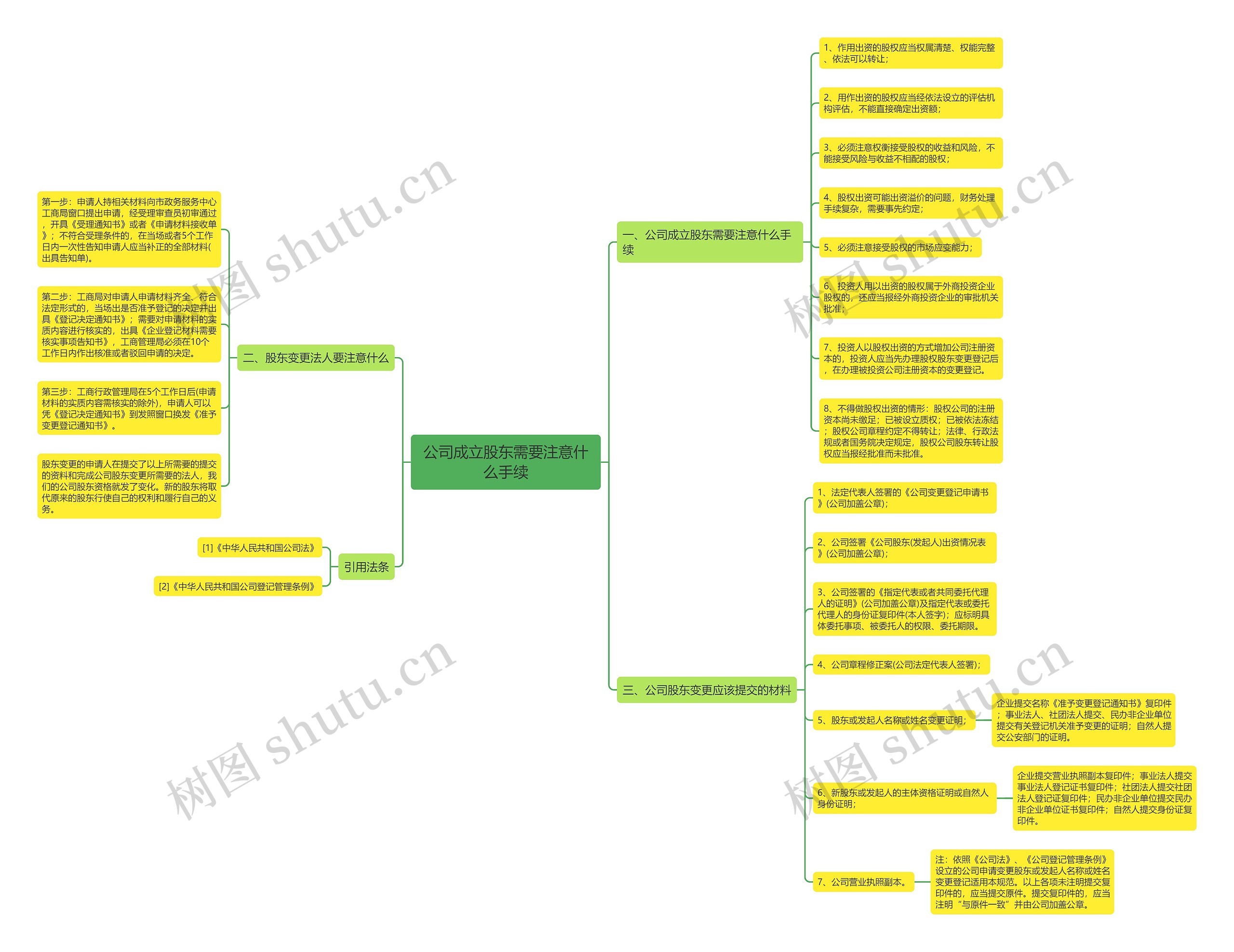 公司成立股东需要注意什么手续思维导图