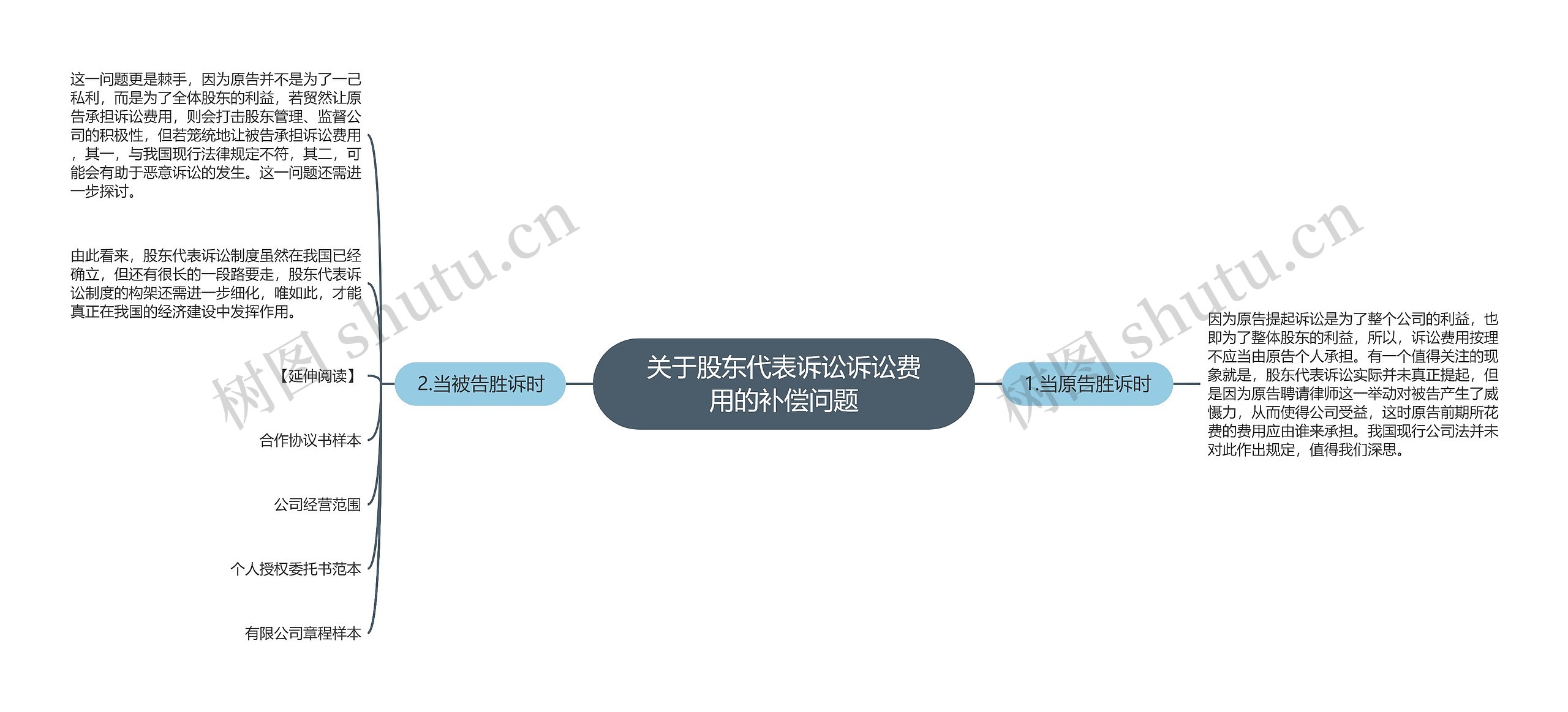 关于股东代表诉讼诉讼费用的补偿问题思维导图