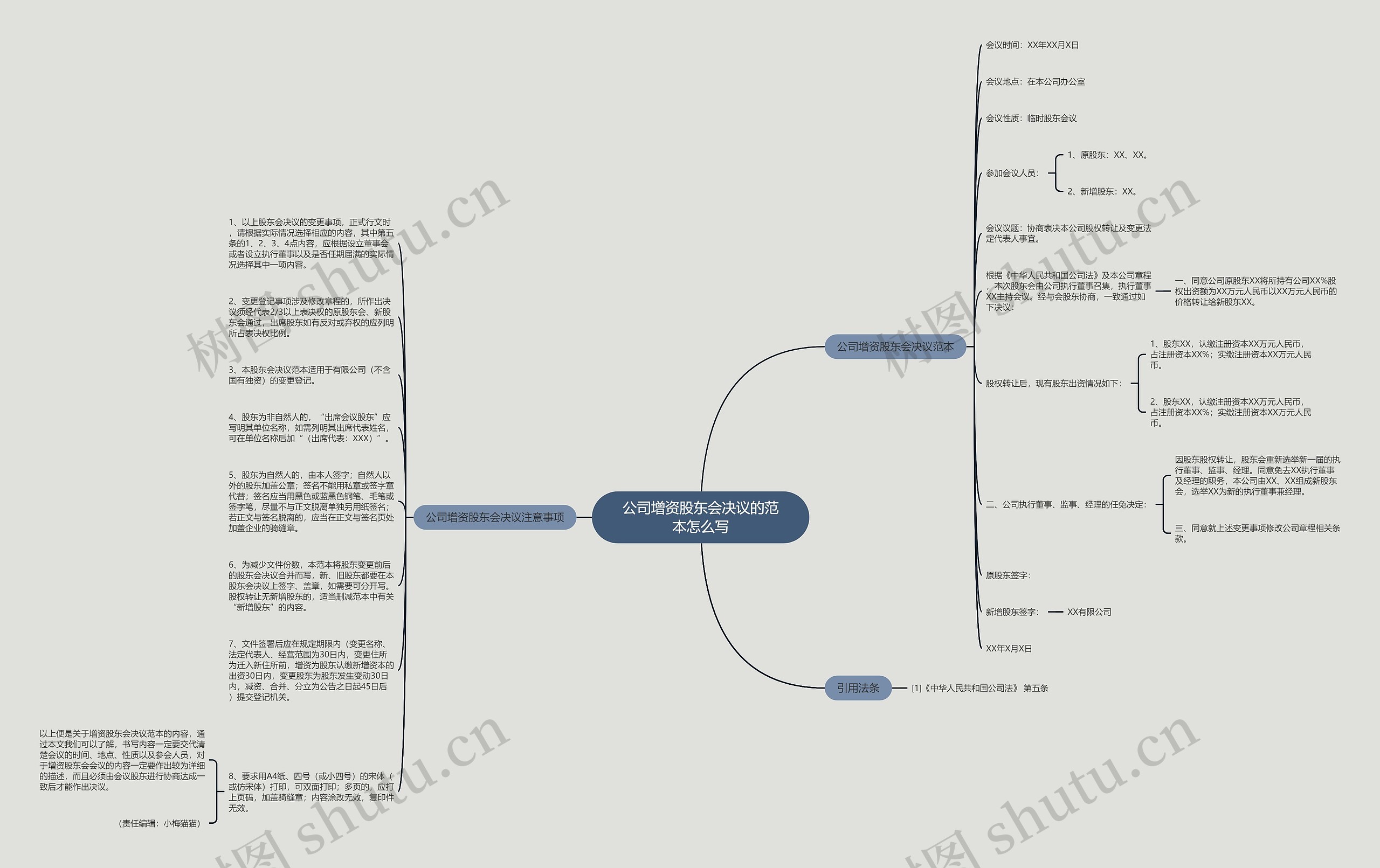 公司增资股东会决议的范本怎么写思维导图