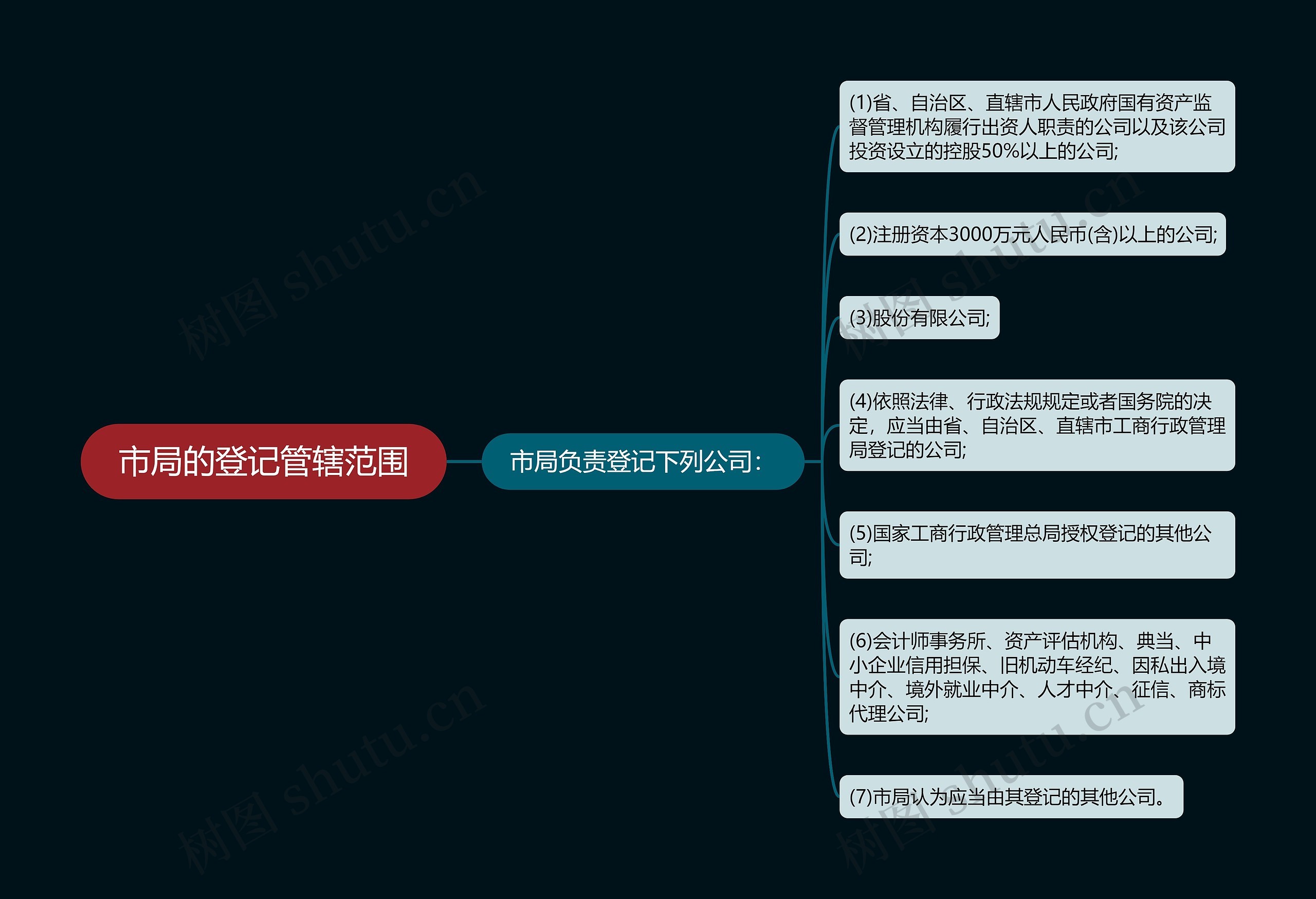 市局的登记管辖范围思维导图