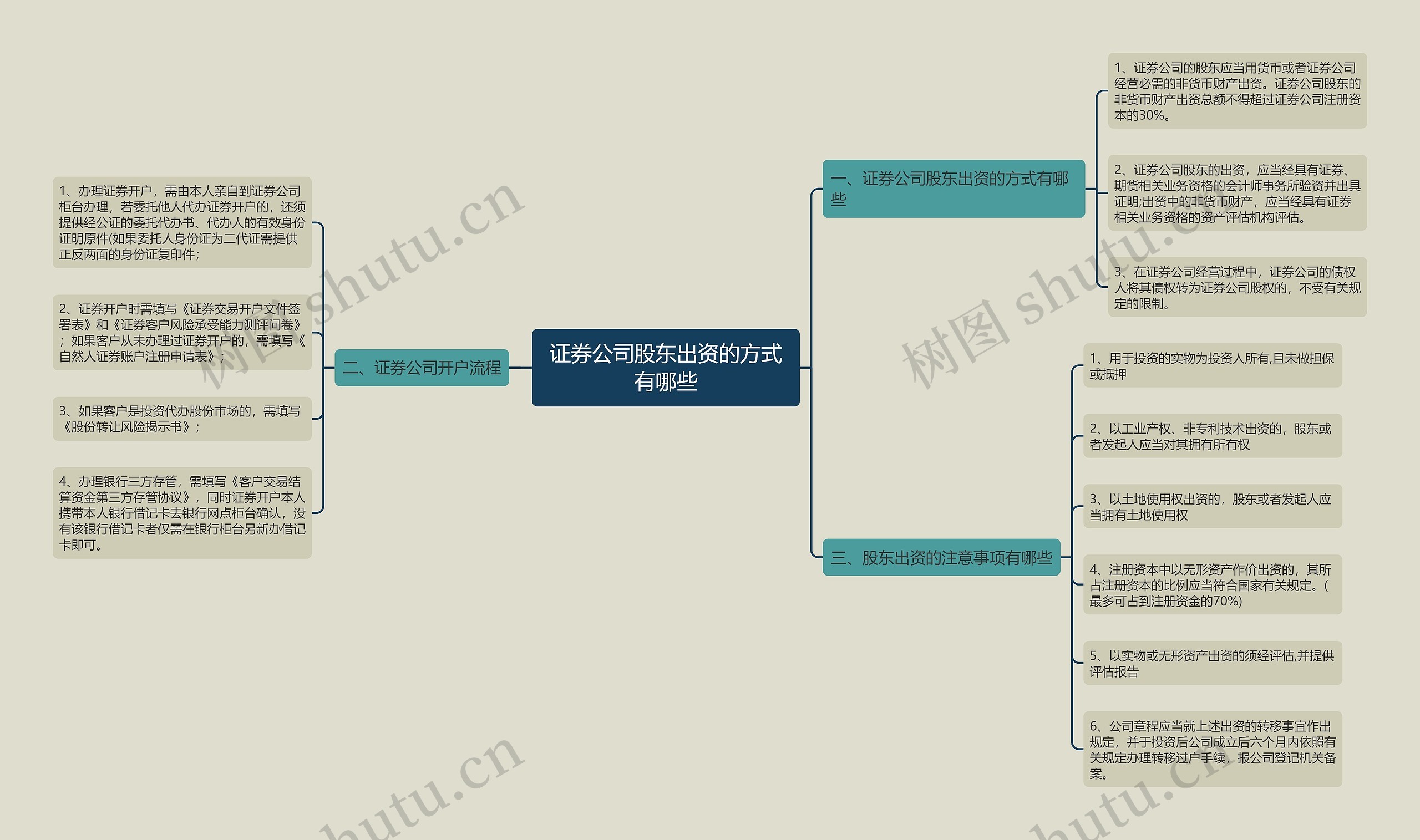 证券公司股东出资的方式有哪些思维导图