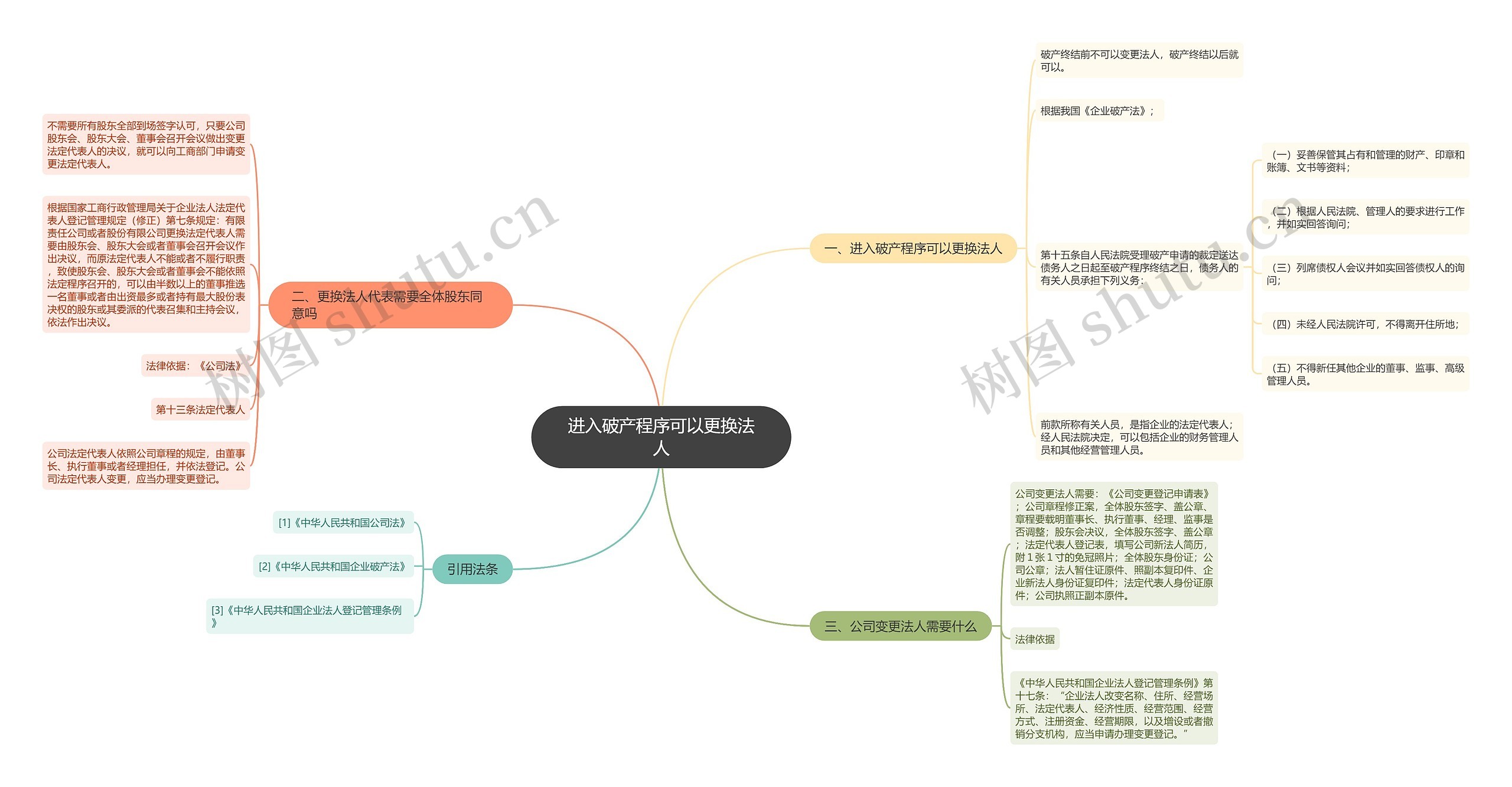 进入破产程序可以更换法人思维导图