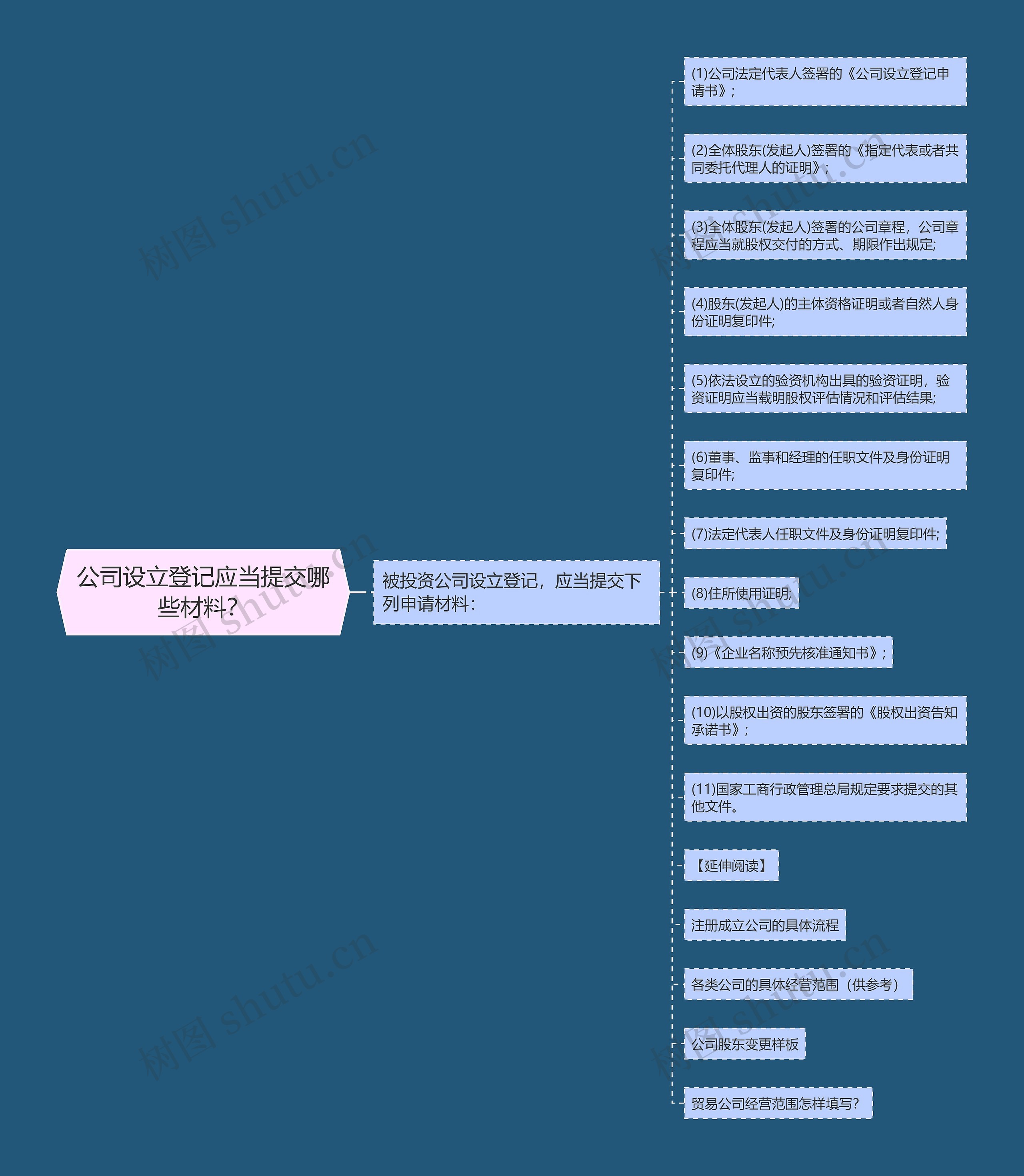 公司设立登记应当提交哪些材料？思维导图