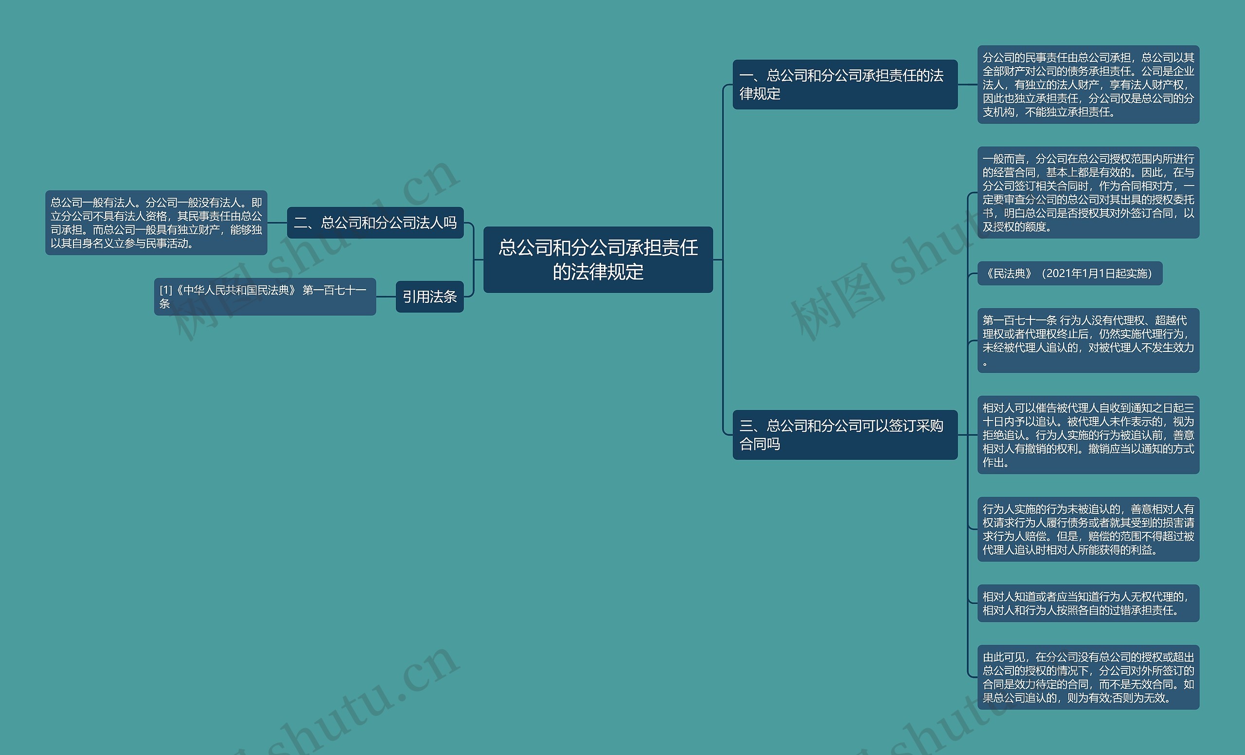 总公司和分公司承担责任的法律规定思维导图