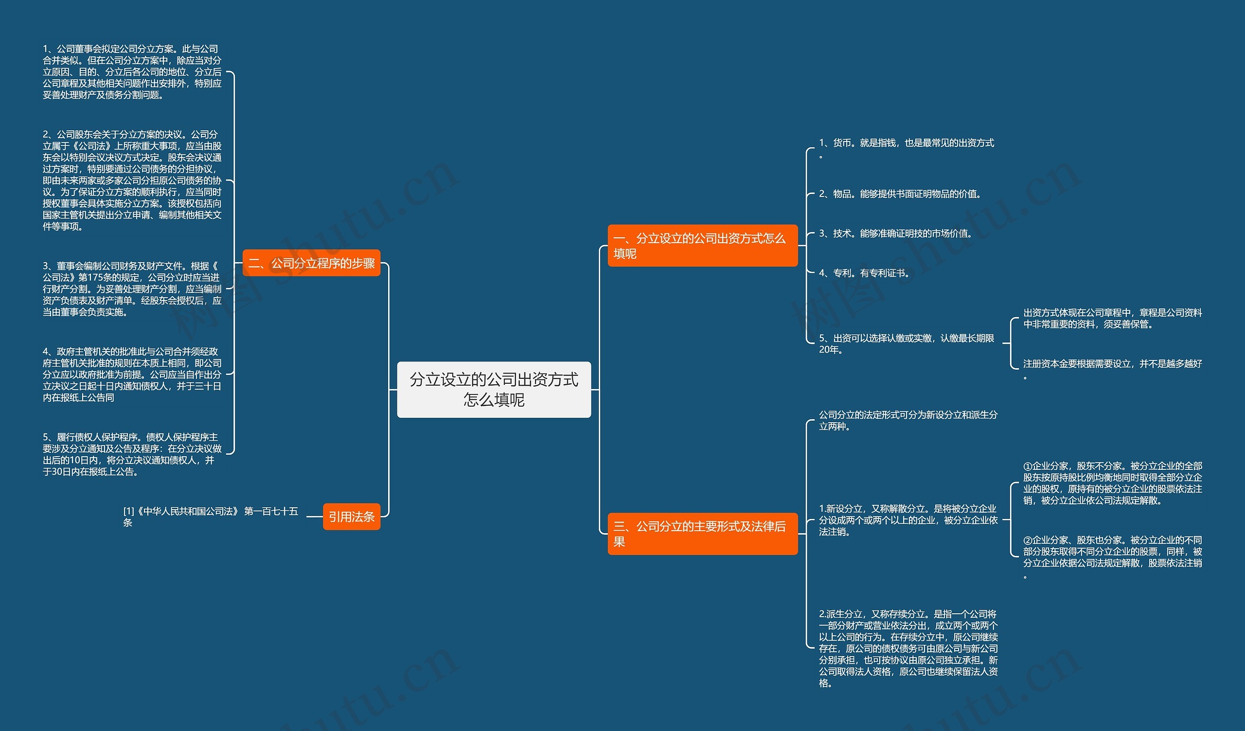 分立设立的公司出资方式怎么填呢思维导图