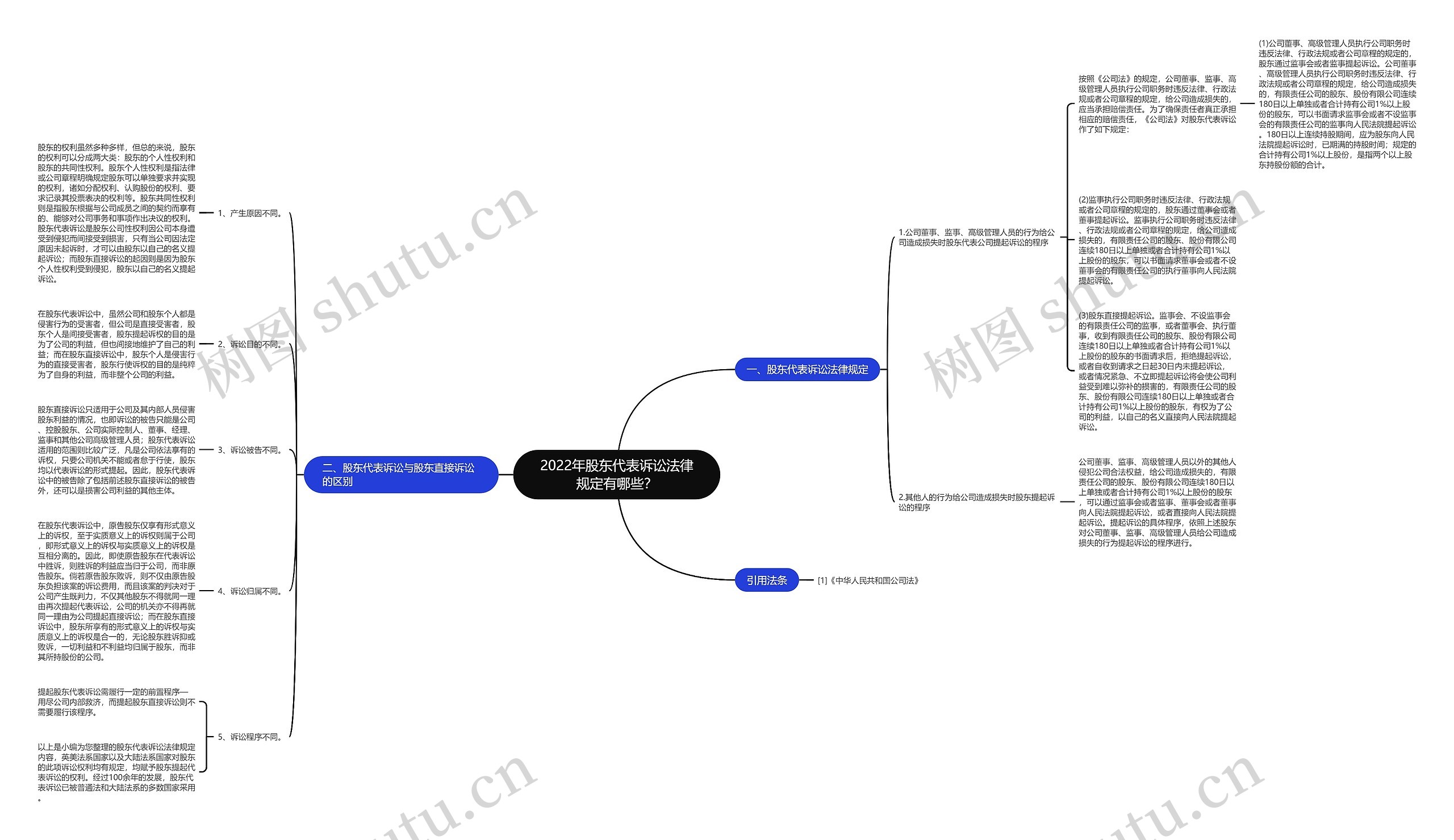 2022年股东代表诉讼法律规定有哪些？思维导图