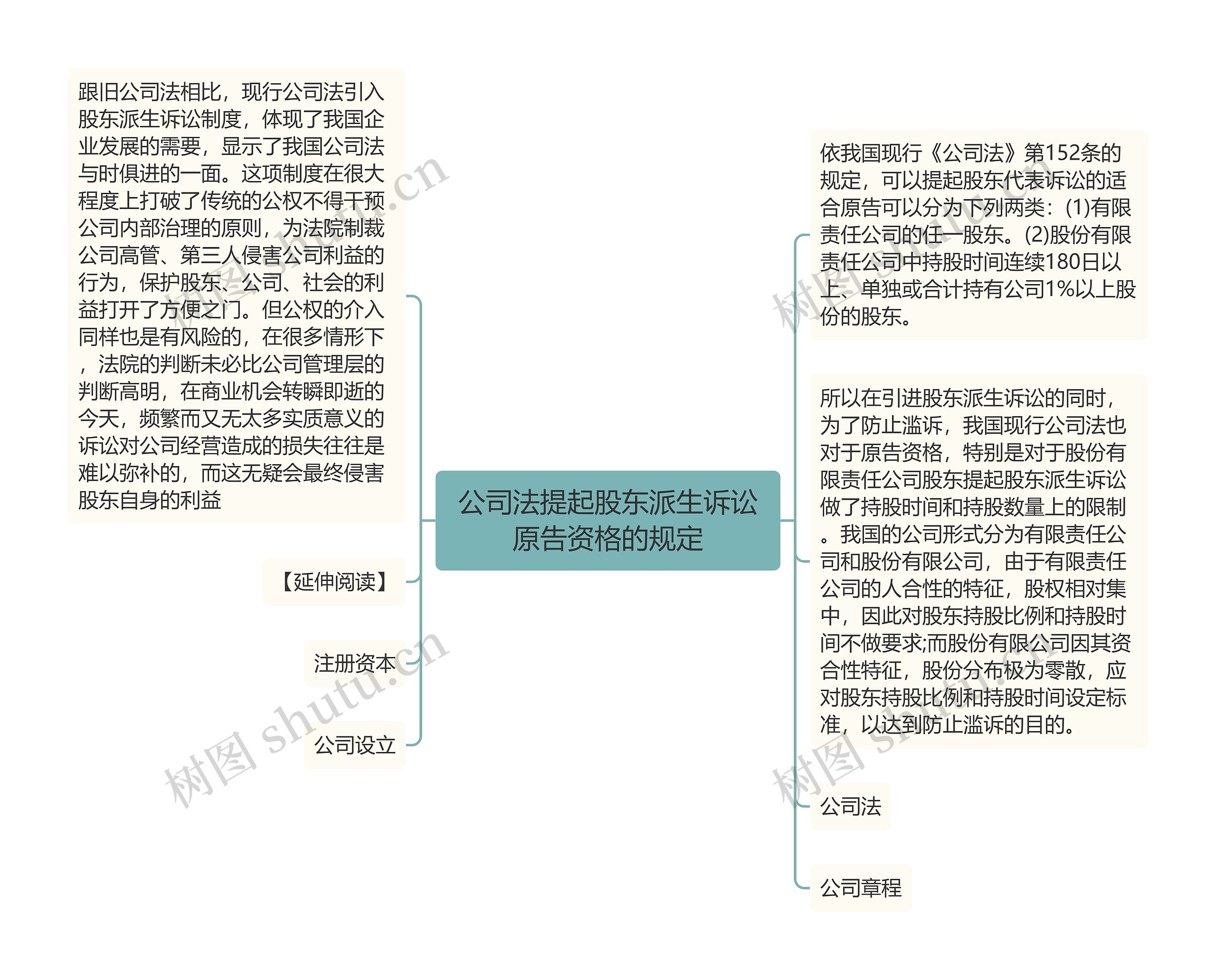 公司法提起股东派生诉讼原告资格的规定思维导图