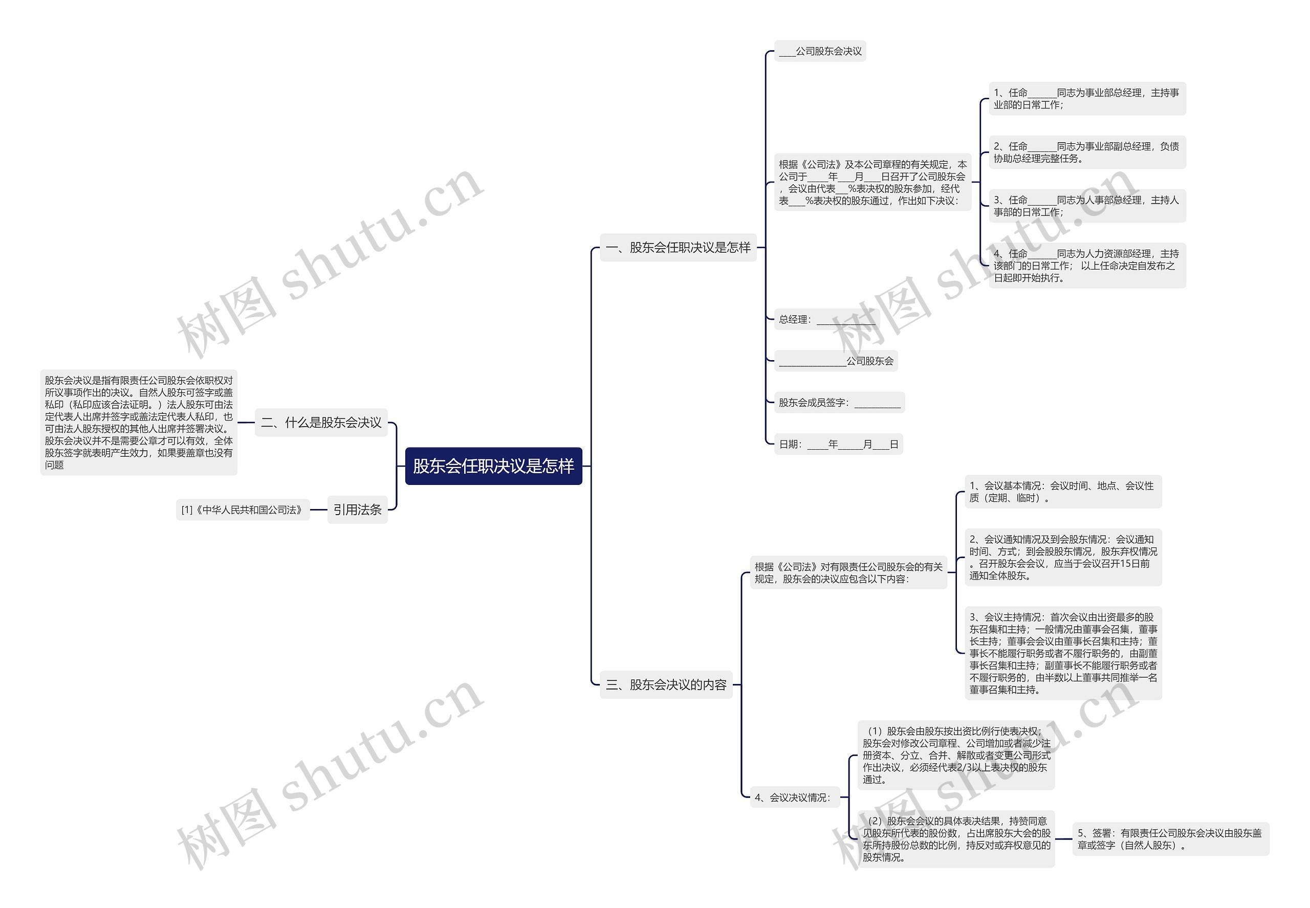 股东会任职决议是怎样思维导图