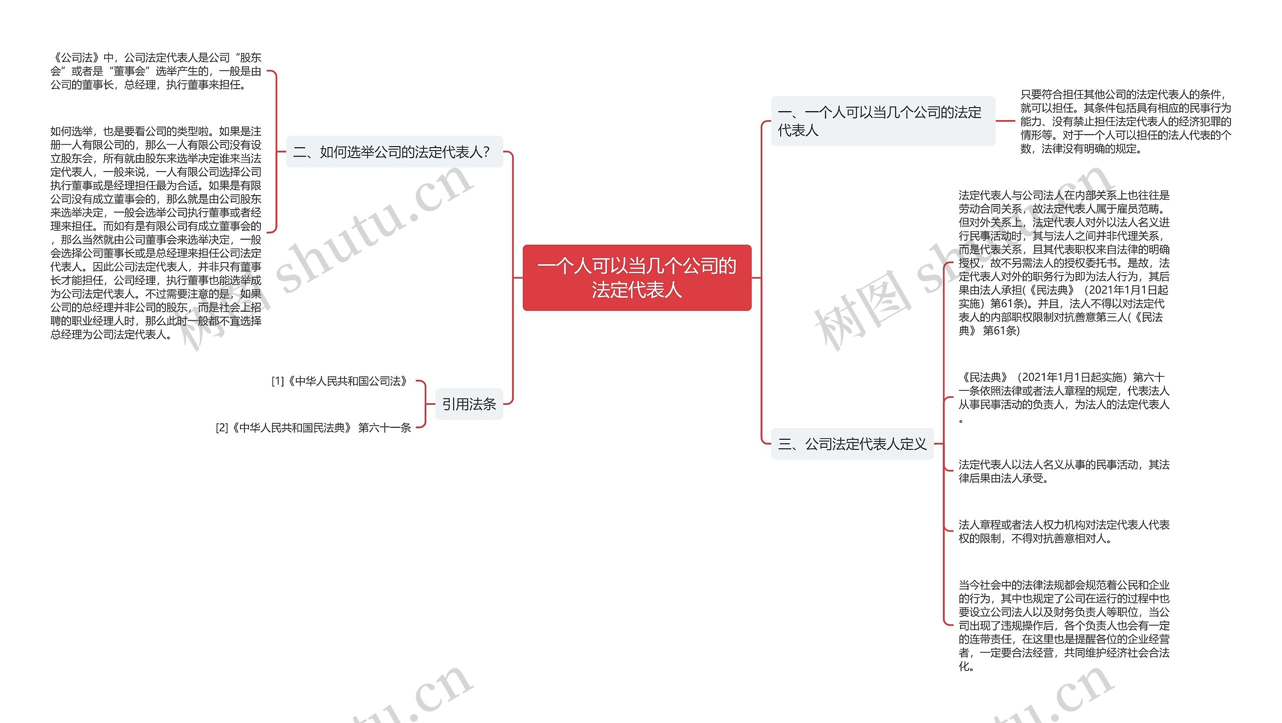 一个人可以当几个公司的法定代表人思维导图