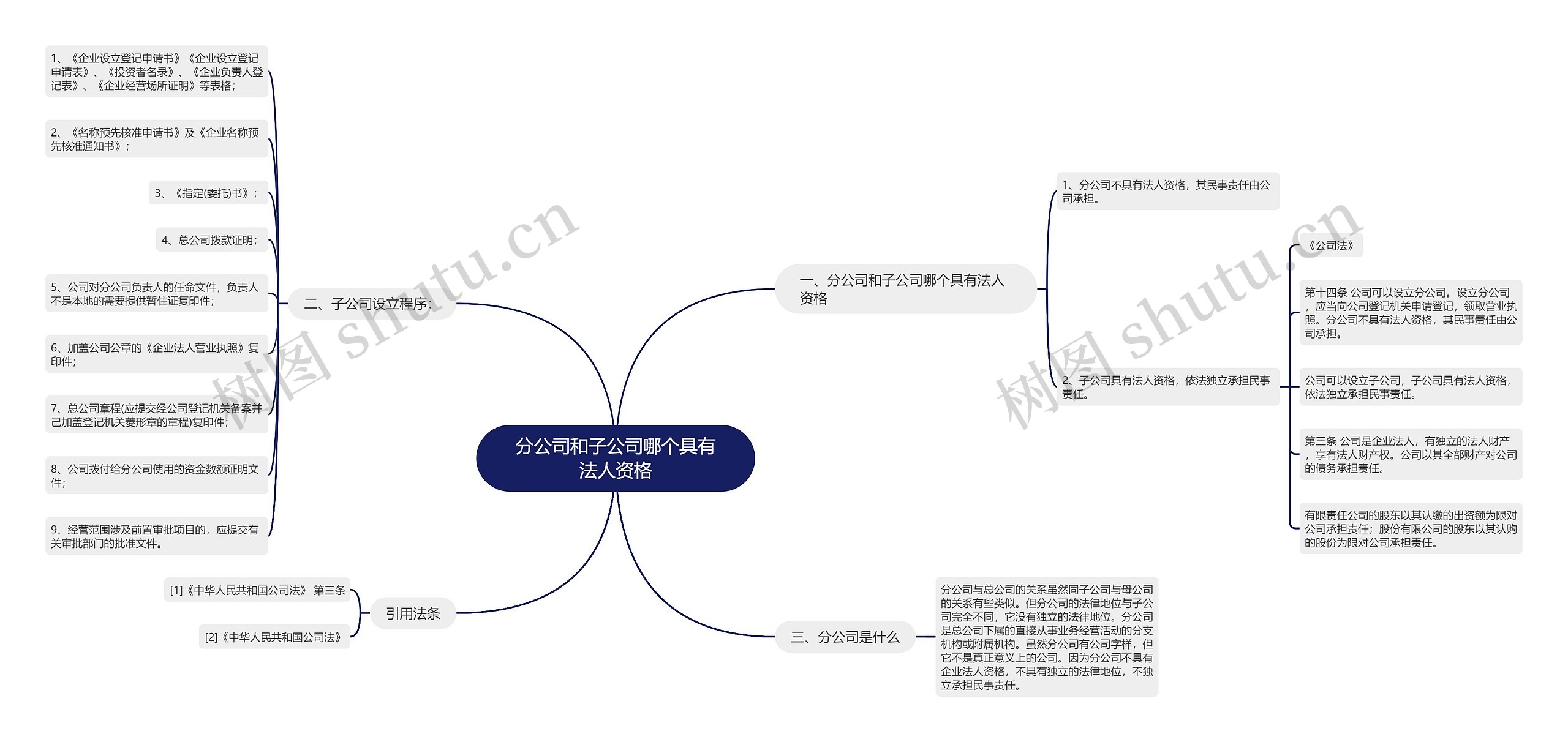 分公司和子公司哪个具有法人资格思维导图