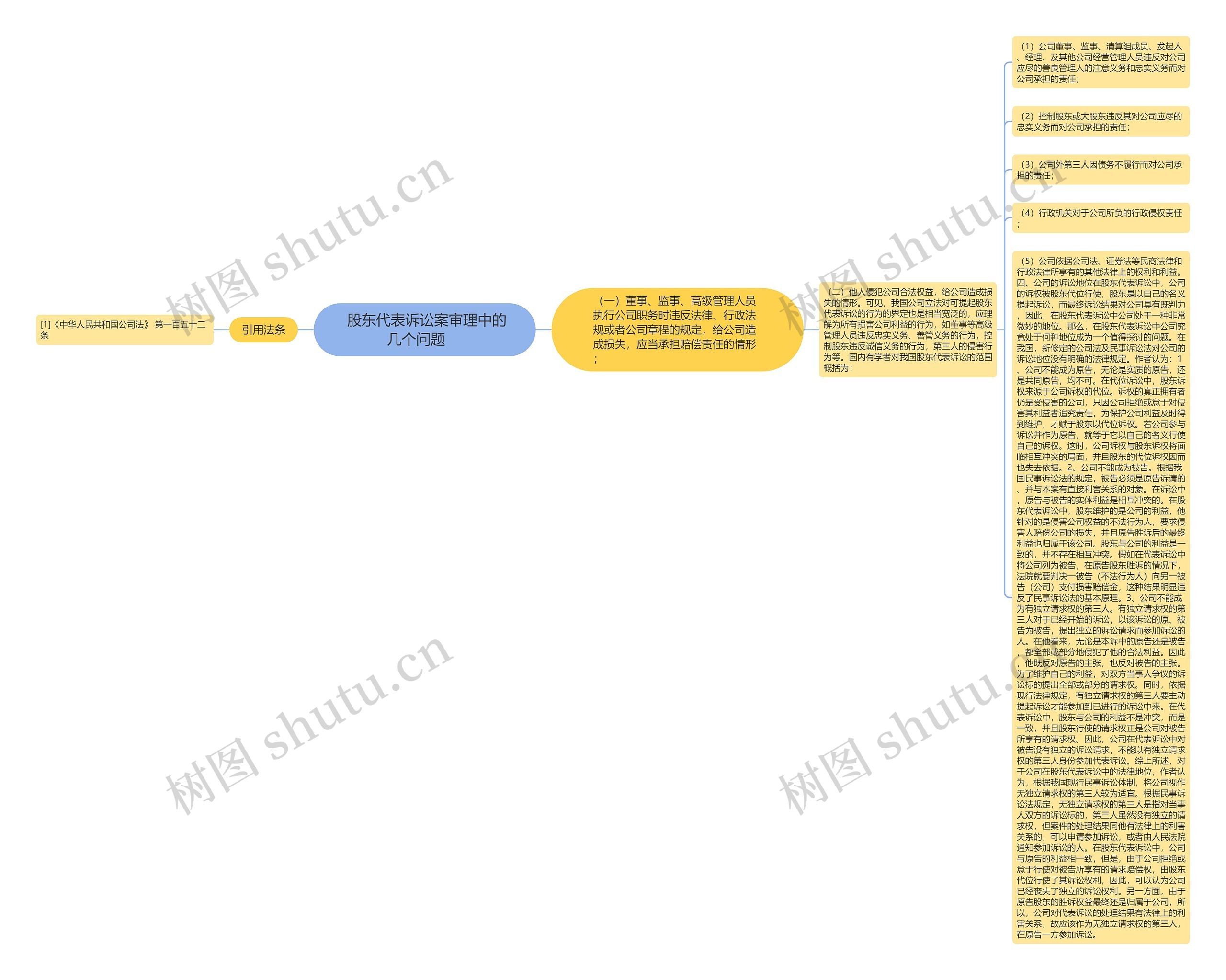  股东代表诉讼案审理中的几个问题    思维导图