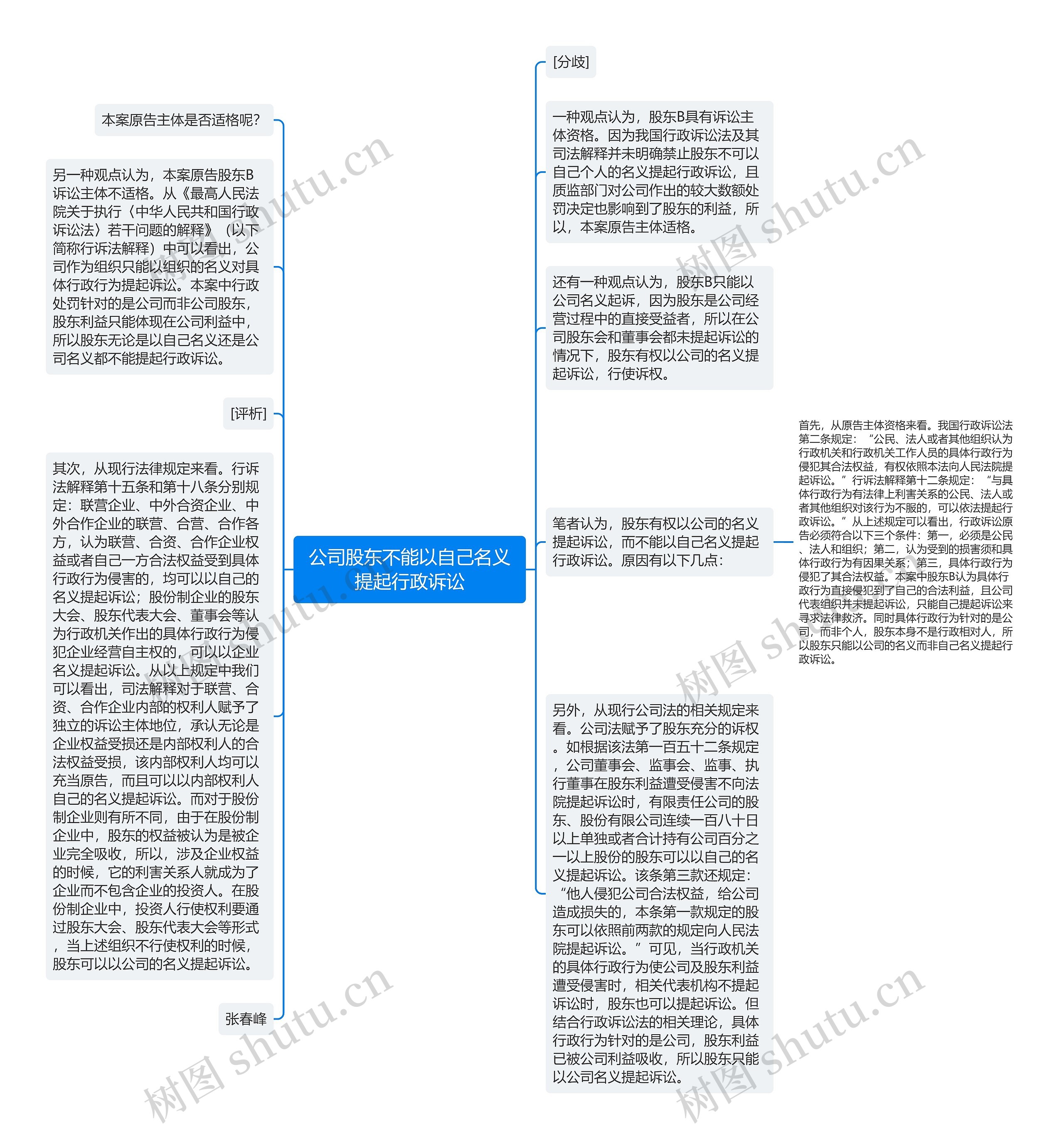 公司股东不能以自己名义提起行政诉讼思维导图