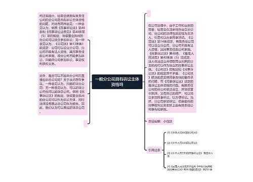 一般分公司具有诉讼主体资格吗