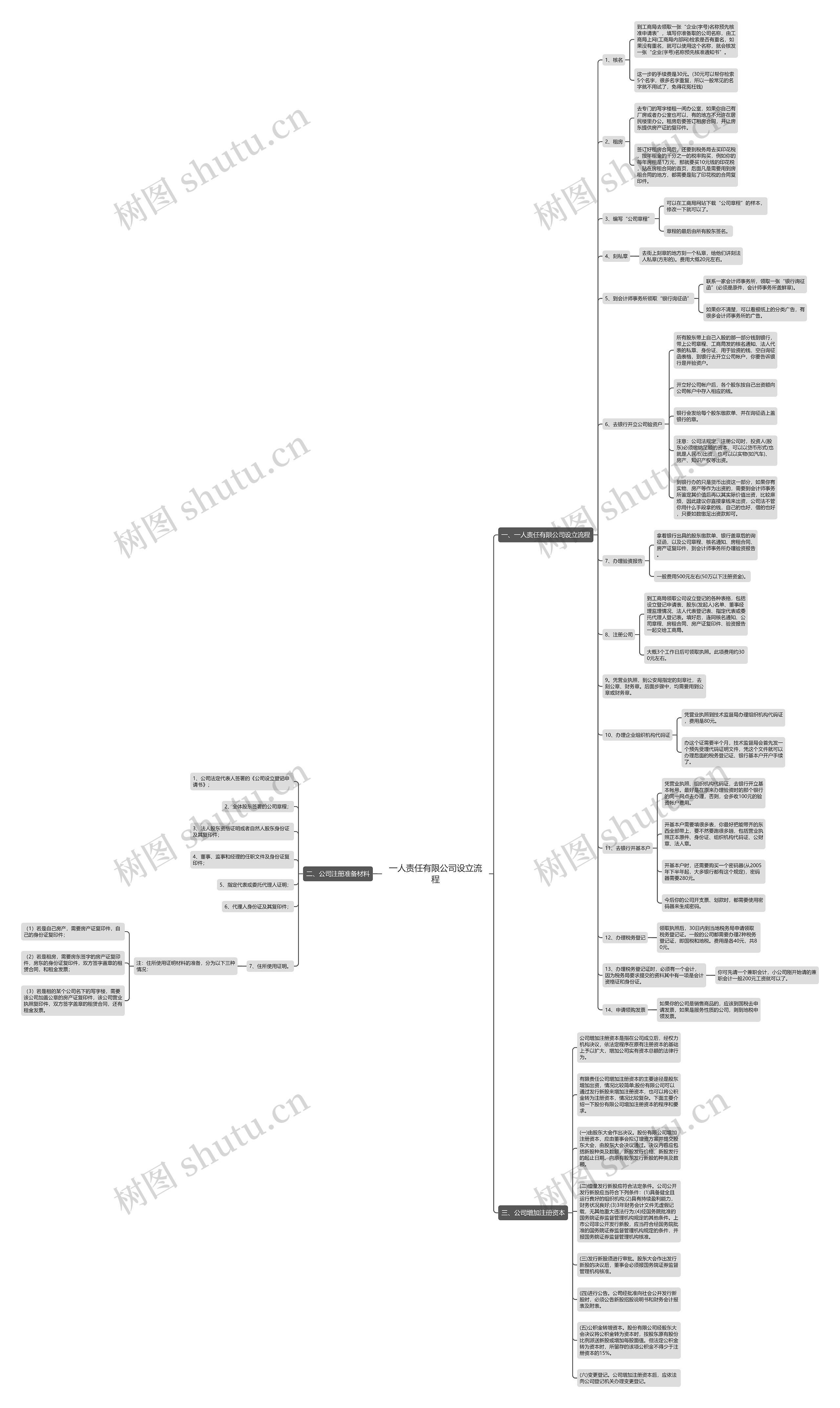 一人责任有限公司设立流程思维导图