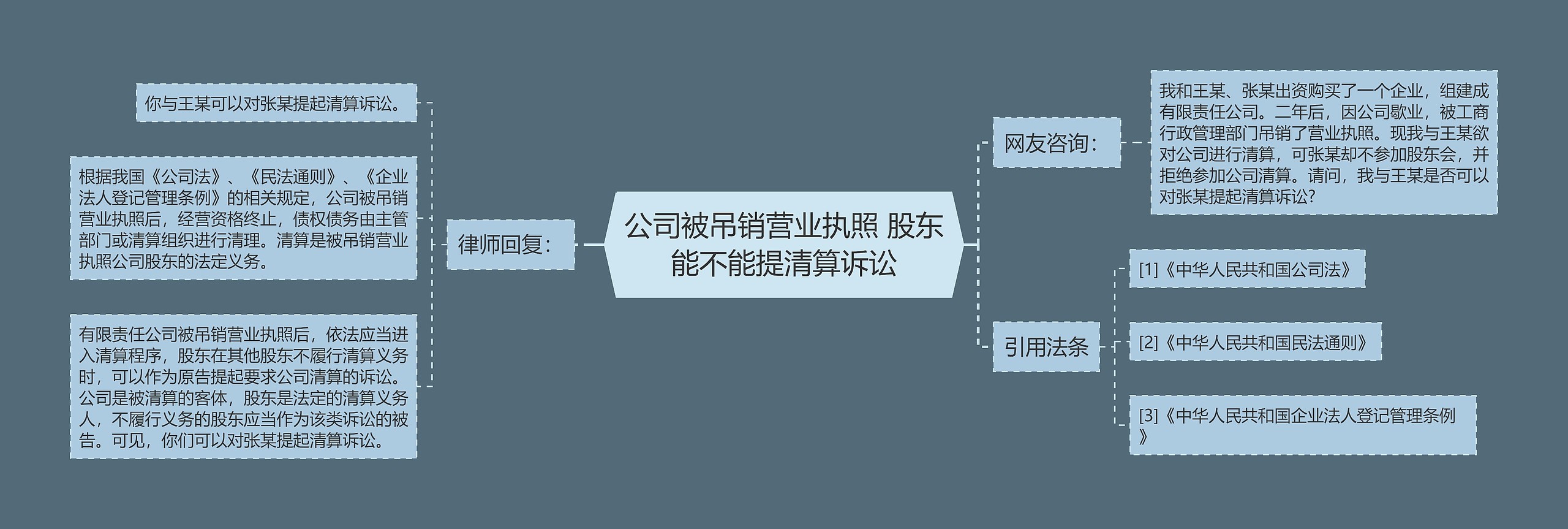 公司被吊销营业执照 股东能不能提清算诉讼思维导图