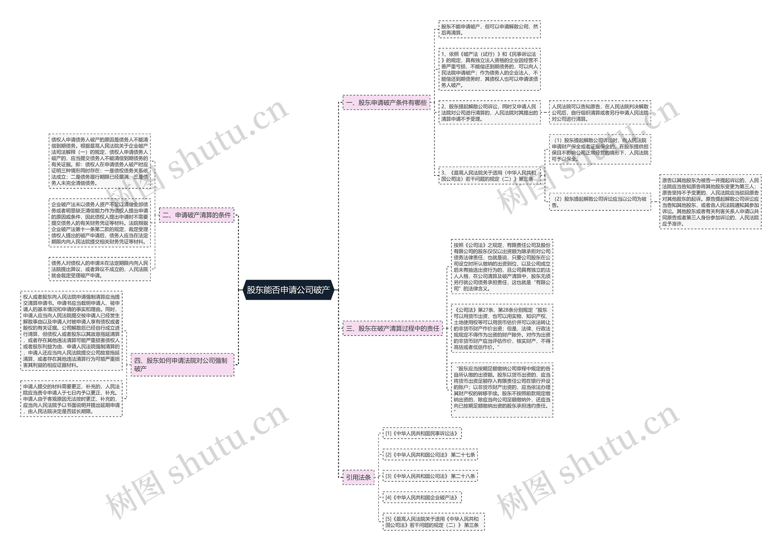 股东能否申请公司破产思维导图